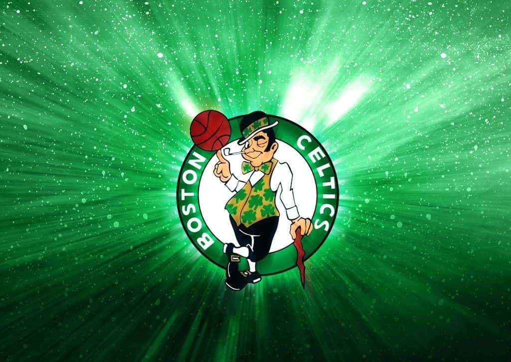 Celtics logo, cartoon leprechaun, basketball, SD Desktop Wallpaper