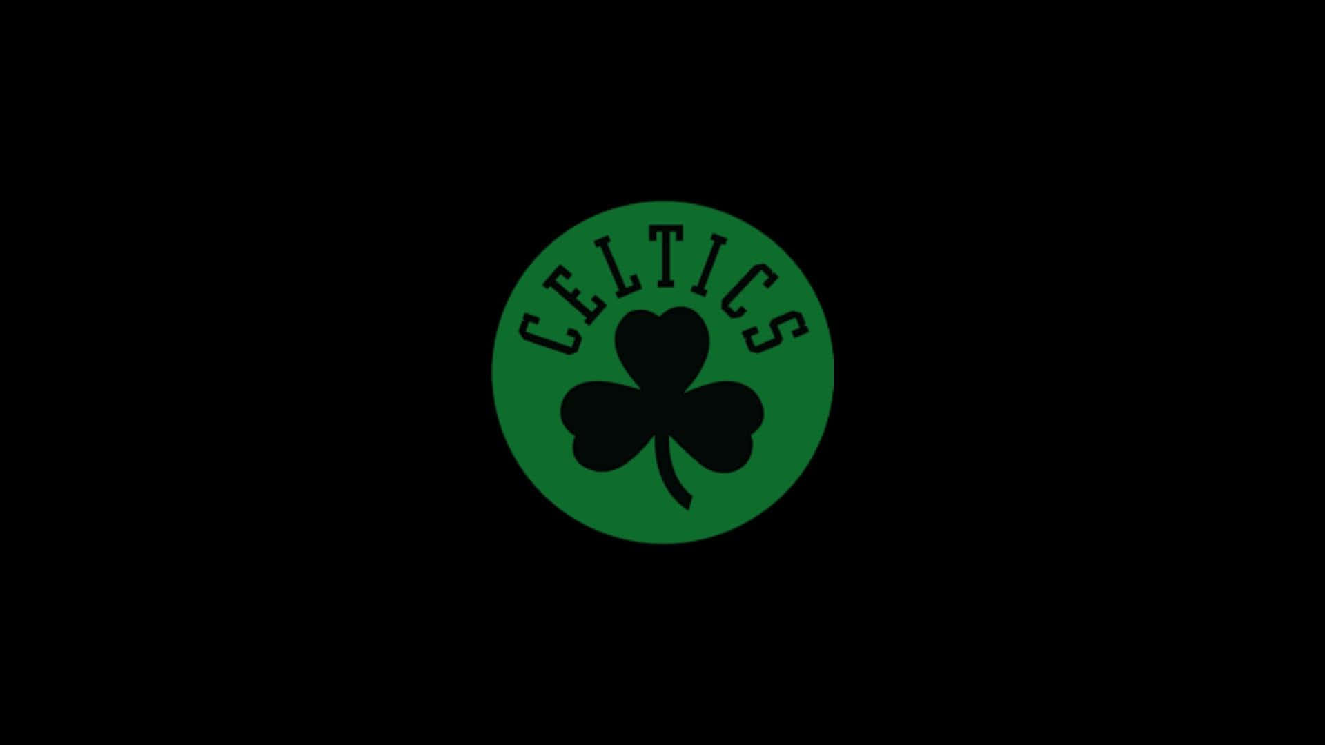 Celtics Logo, green circular logo, black shamrock, Full HD Desktop Wallpaper