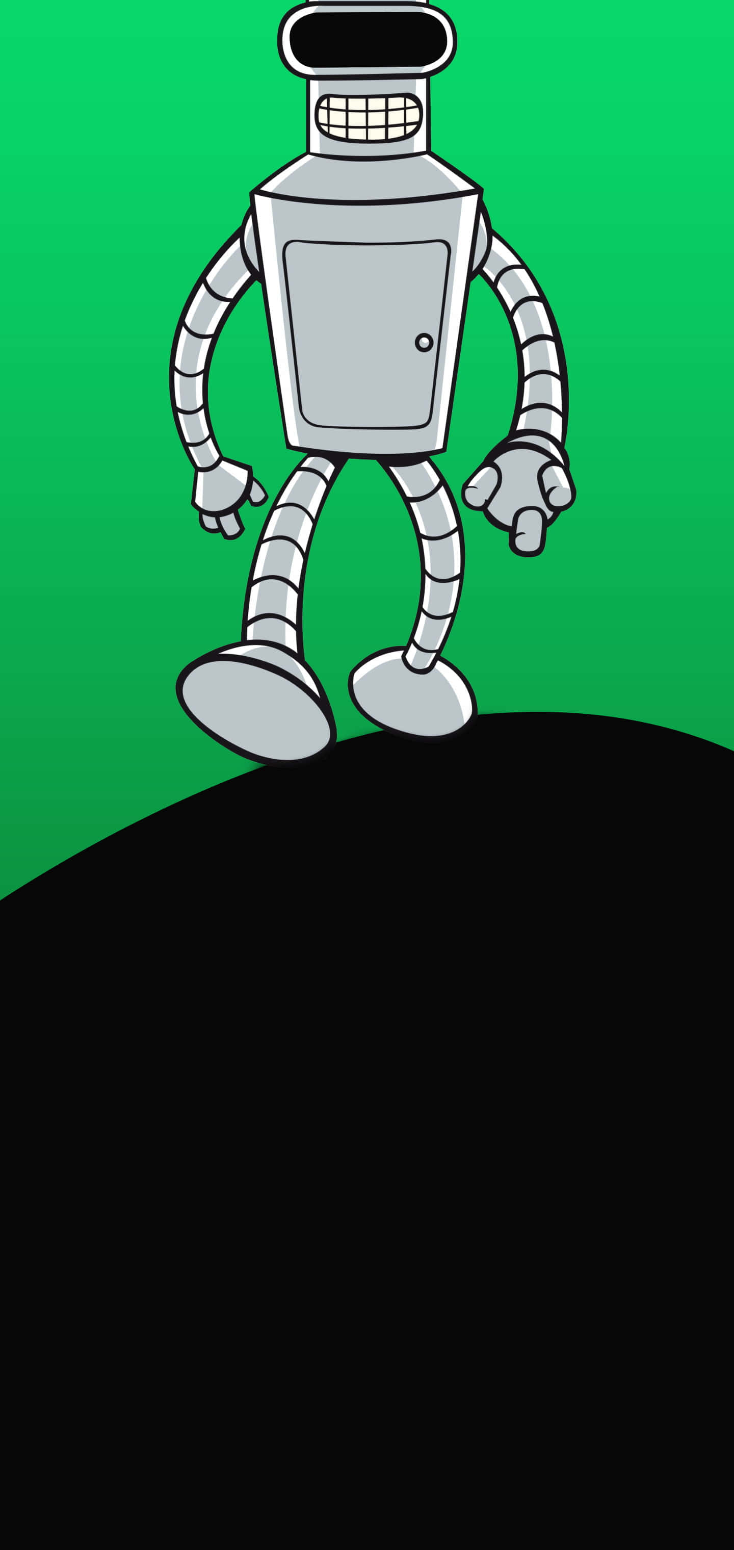 center punch, cartoon robot, grinning face, 2K Phone Wallpaper