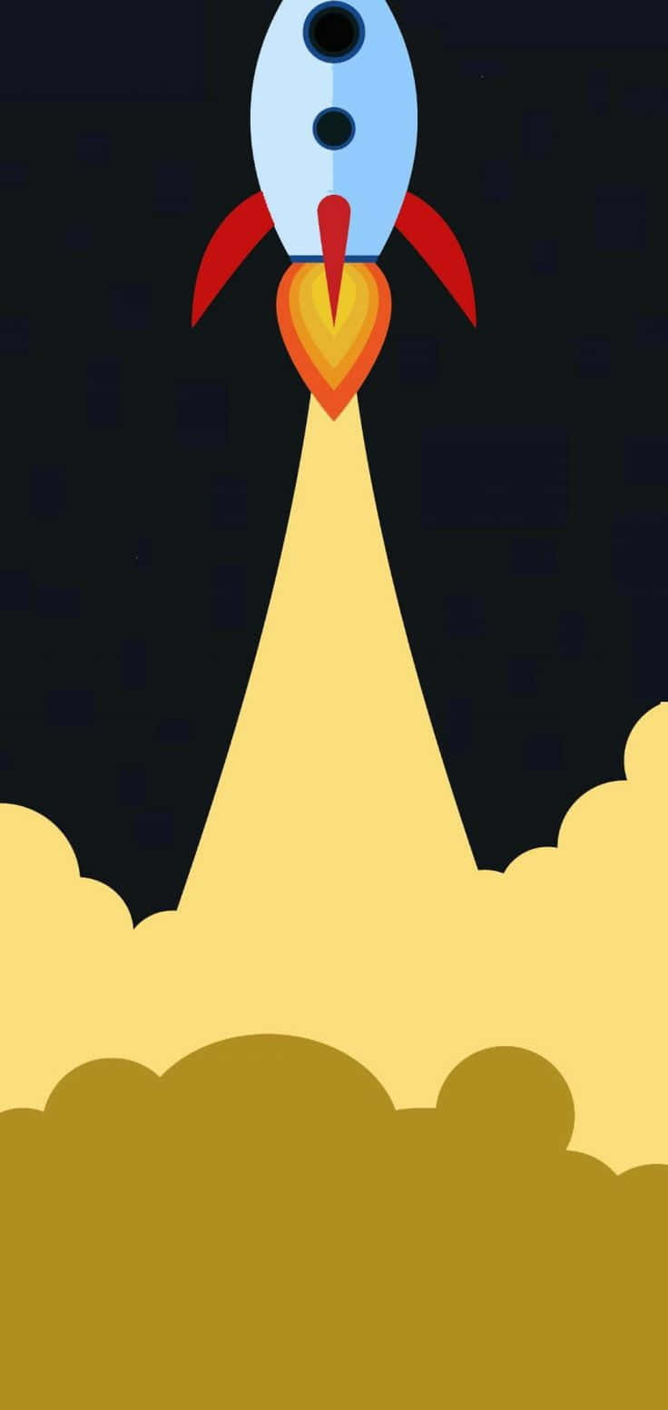Center Punch Hole, rocket, bright orange flame, HD Phone Wallpaper
