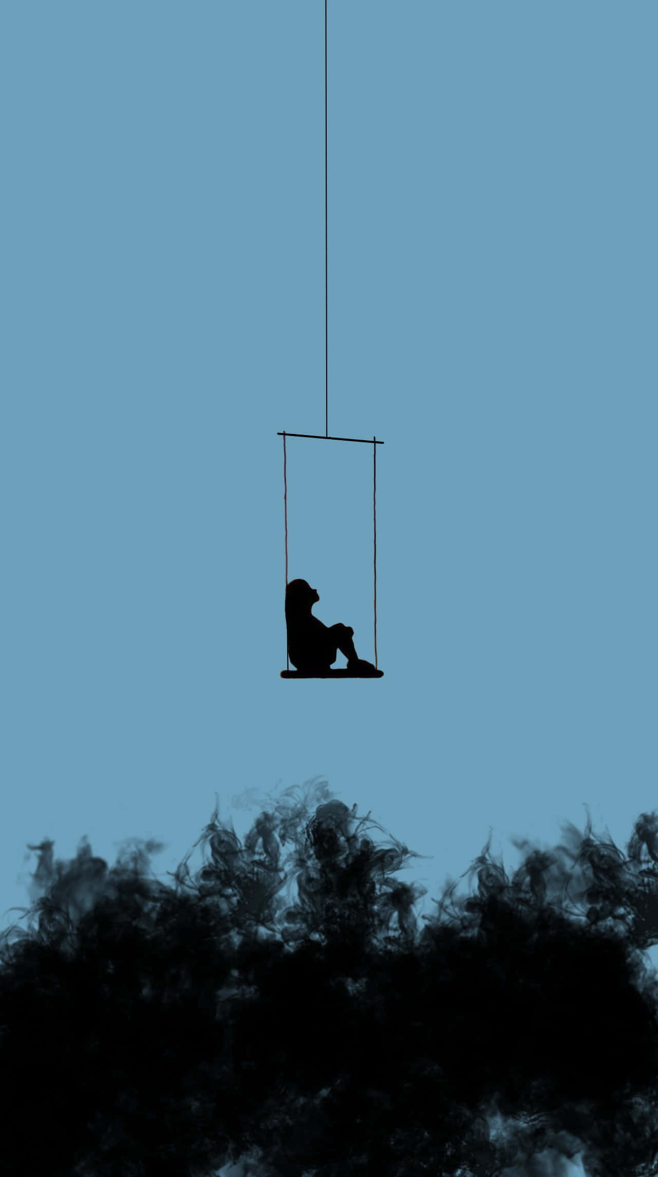 Center Punch Hole, swing, calm blue sky, Full HD Phone Wallpaper