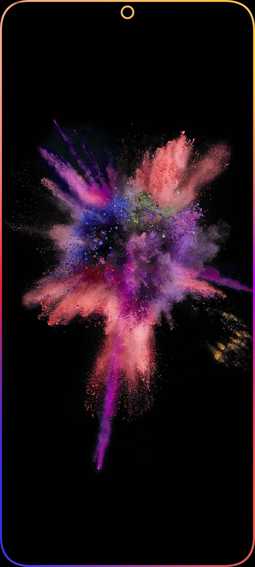 color explosion, middle punch hole, pink, Full HD Phone Wallpaper
