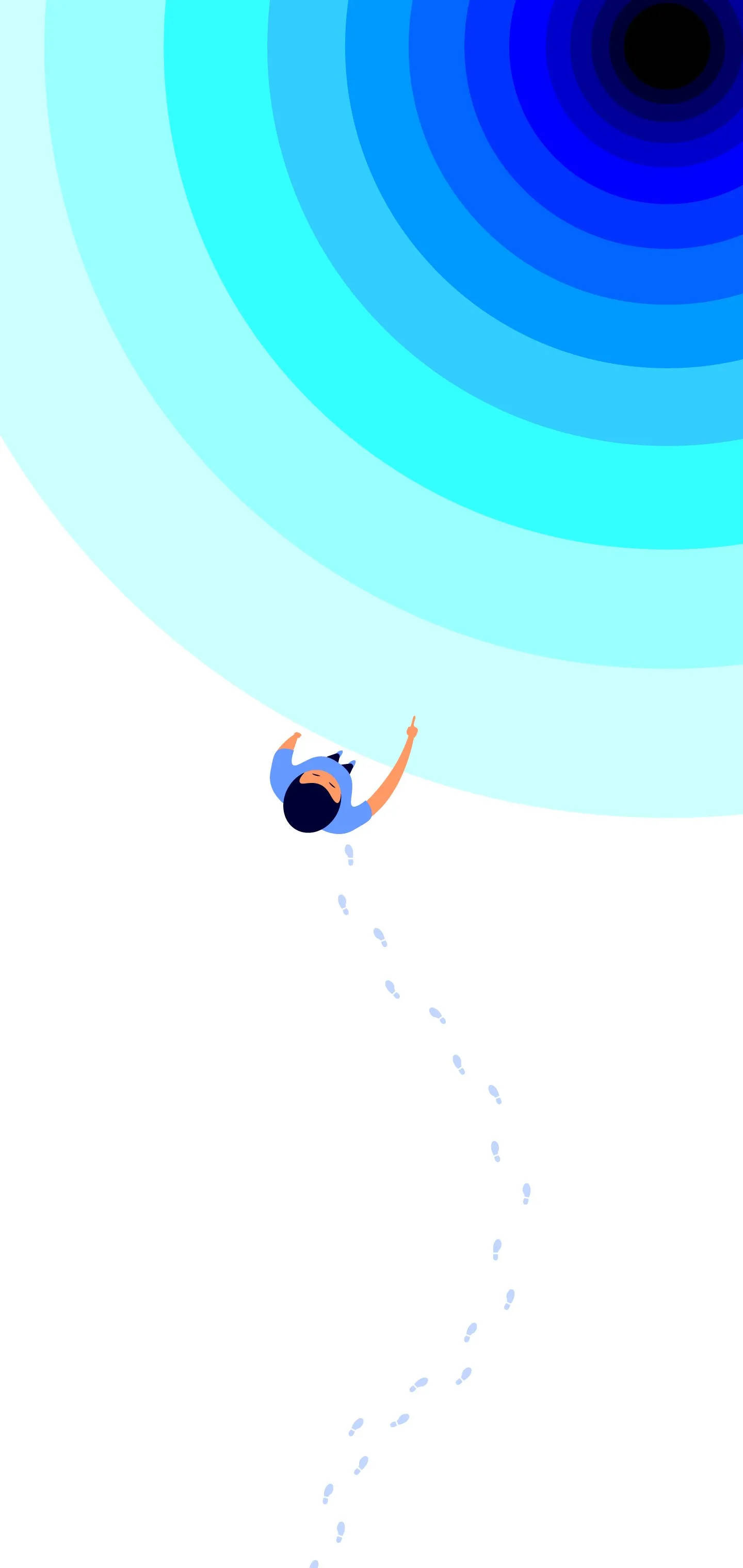 void punch hole, concentric blue rings, stark white background, 2K Phone Wallpaper