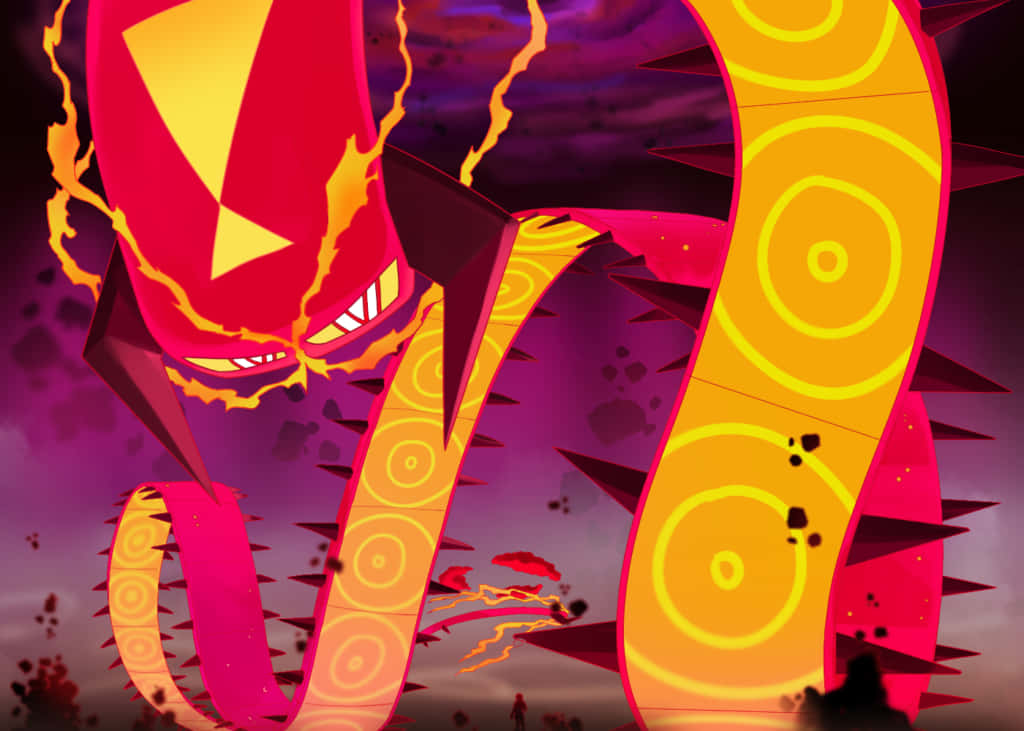 Centiskorch, purple cave, purple sky, SD Desktop Wallpaper