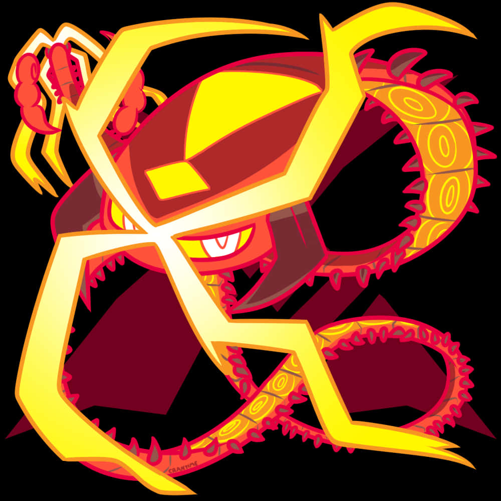 Centiskorch, fiery crab, glowing yellow claws, SD Desktop Wallpaper
