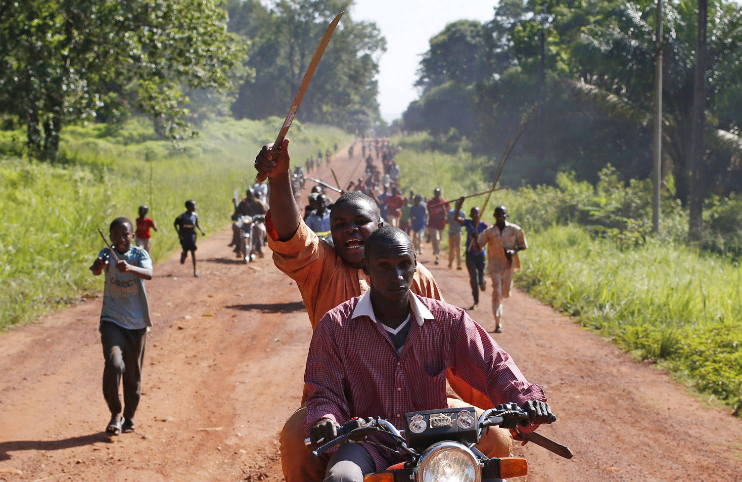 Central African Republic, dirt road, man on a motorcycle, HD Desktop Wallpaper