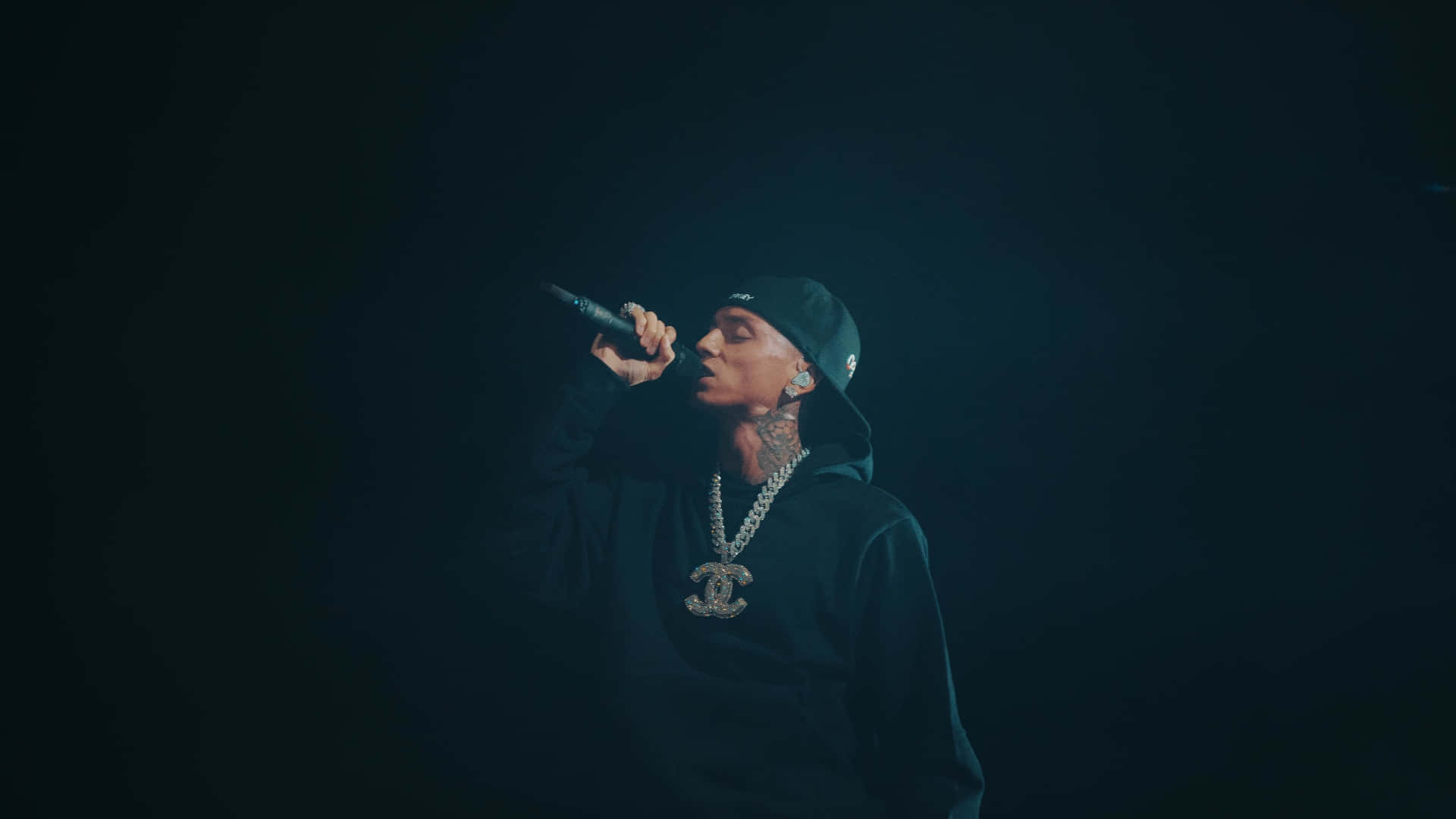 Central Cee, black hoodie, cap, Full HD Desktop Wallpaper