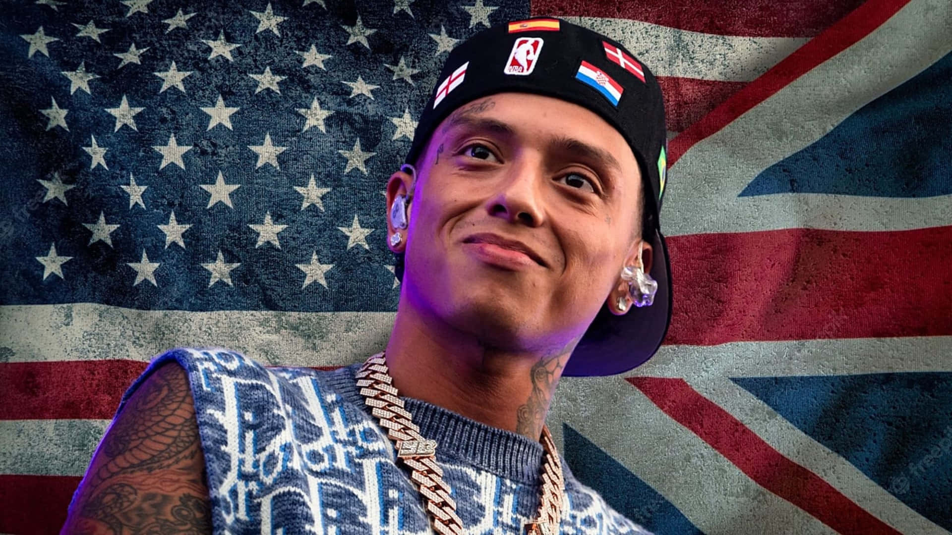 Central Cee, tattoos, gold chain, Full HD Desktop Wallpaper