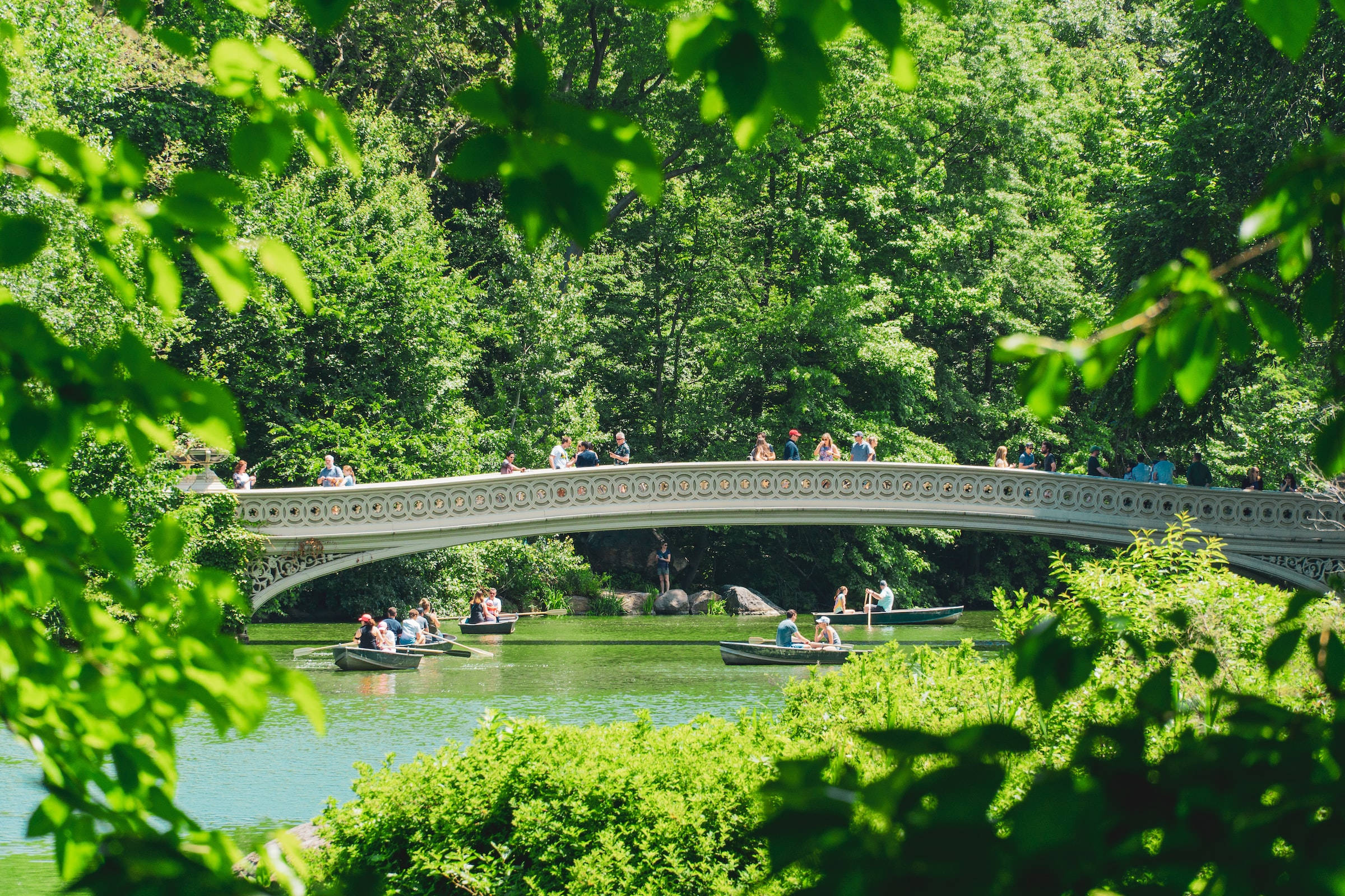 Central Park, stone bridge, pond, Full HD Desktop Wallpaper