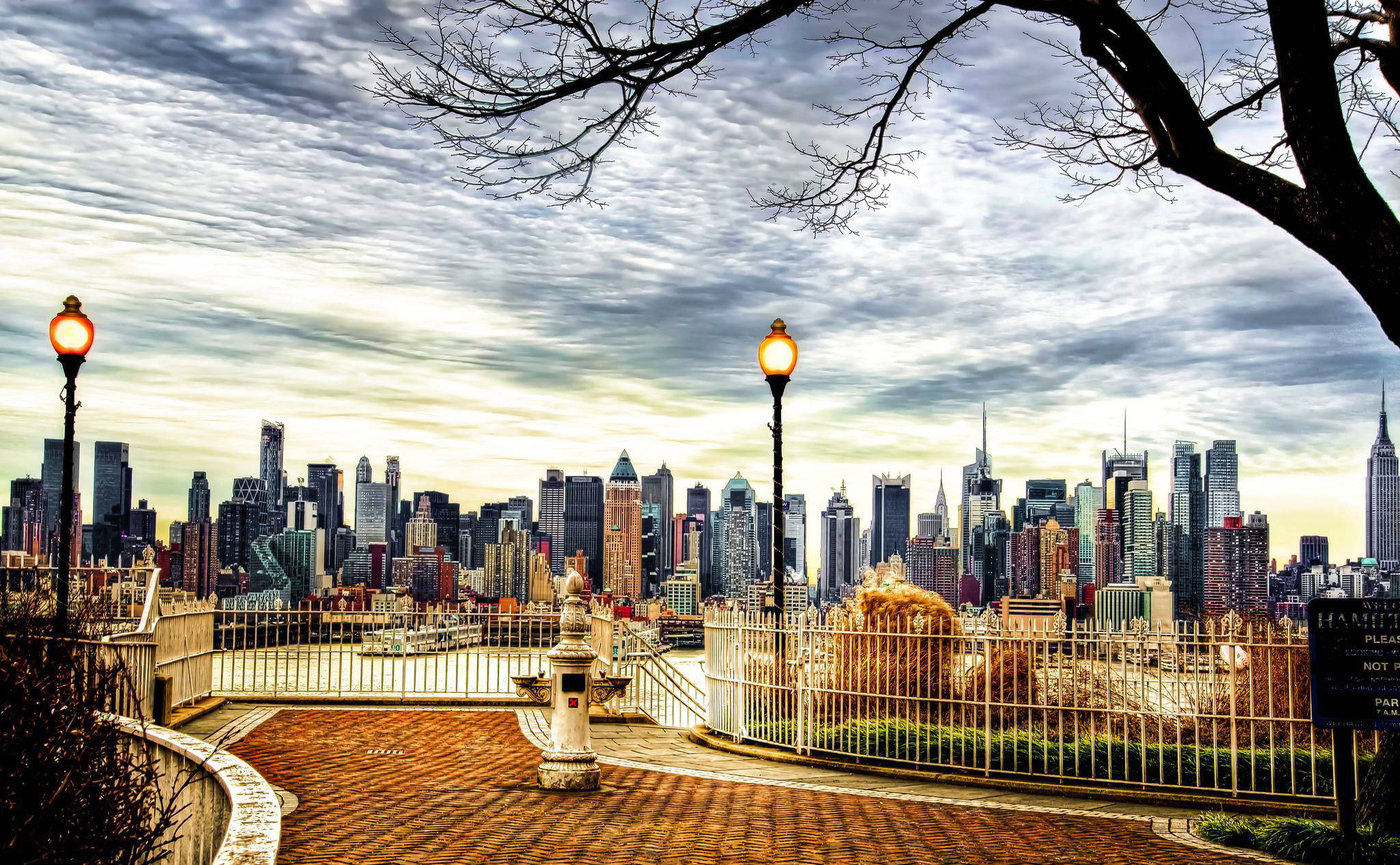 city view, urban skyline, park overlook, Full HD Desktop Wallpaper