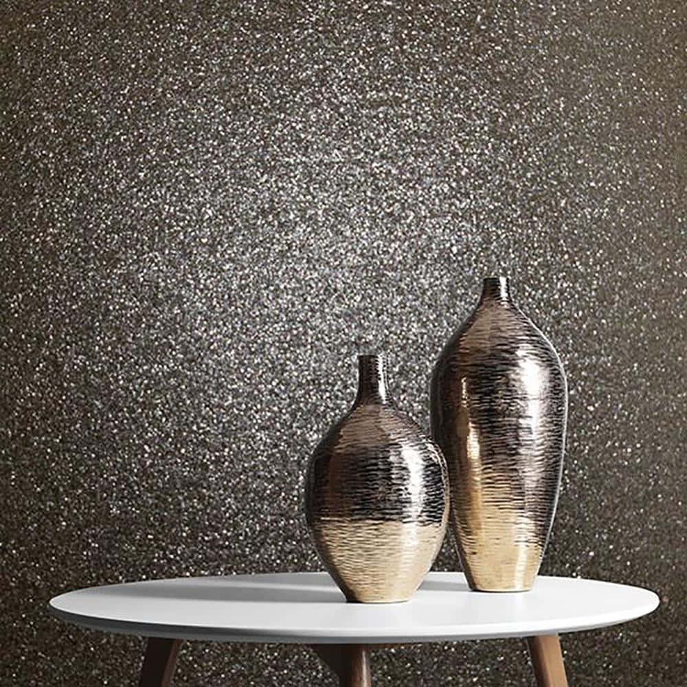 Ceramics, metallic textured vases, white round table, SD Desktop Wallpaper
