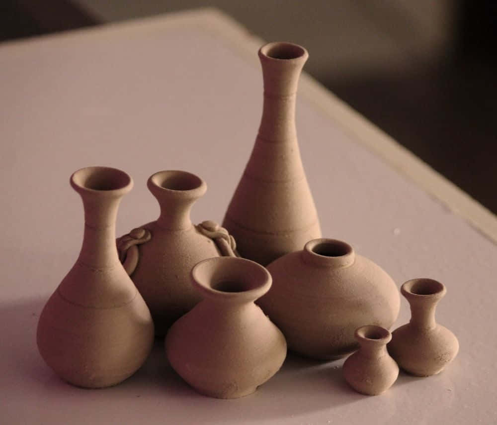 Ceramics, handmade clay vases, earth tones, SD Desktop Wallpaper