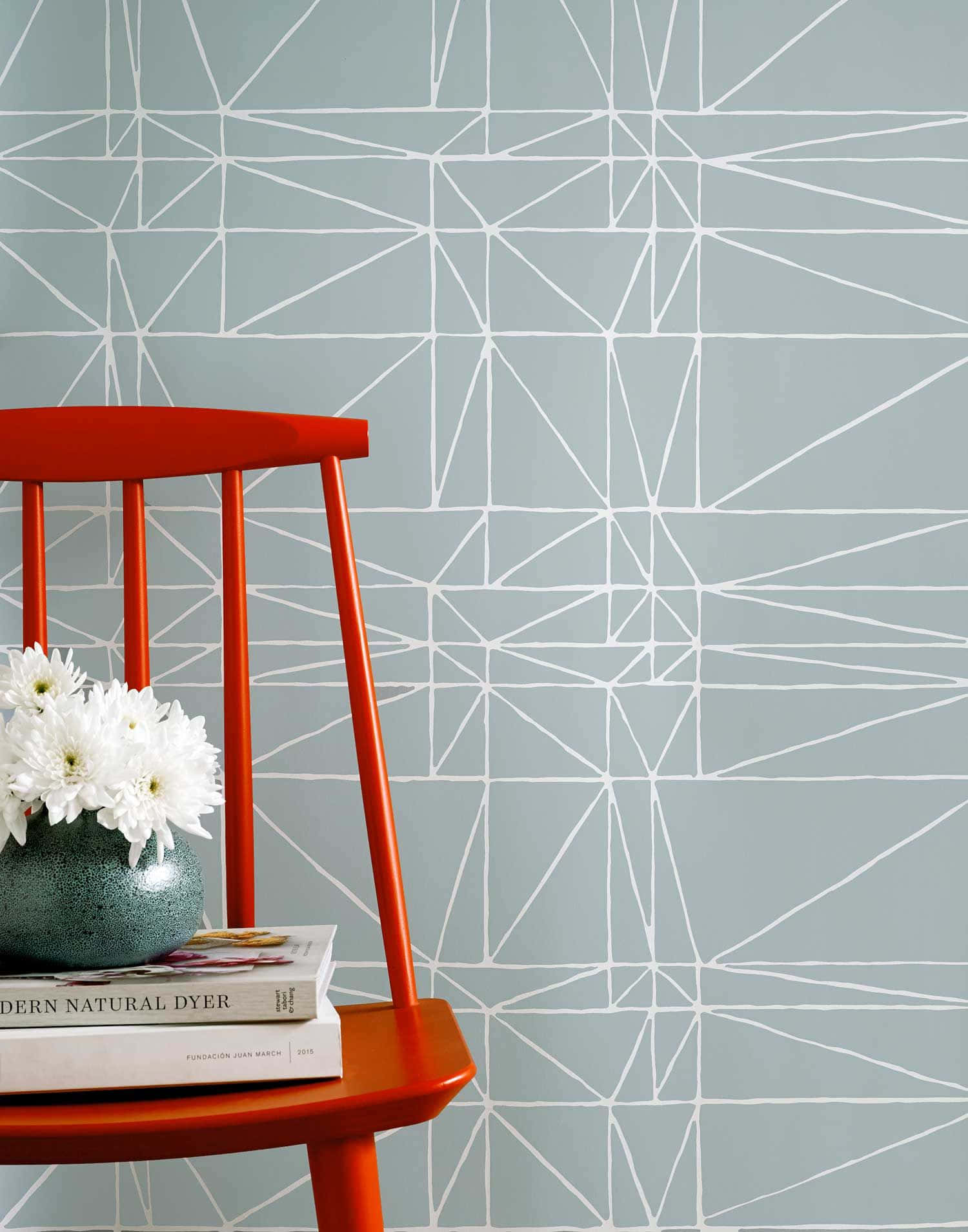 Ceramics, red chair, white flowers, HD Phone Wallpaper