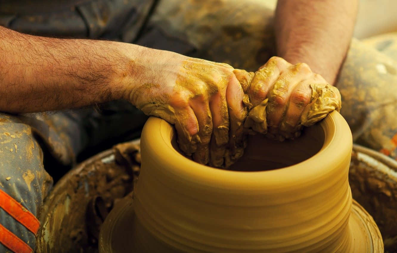Ceramics, handcrafted ceramic vase, wet clay, HD Desktop Wallpaper