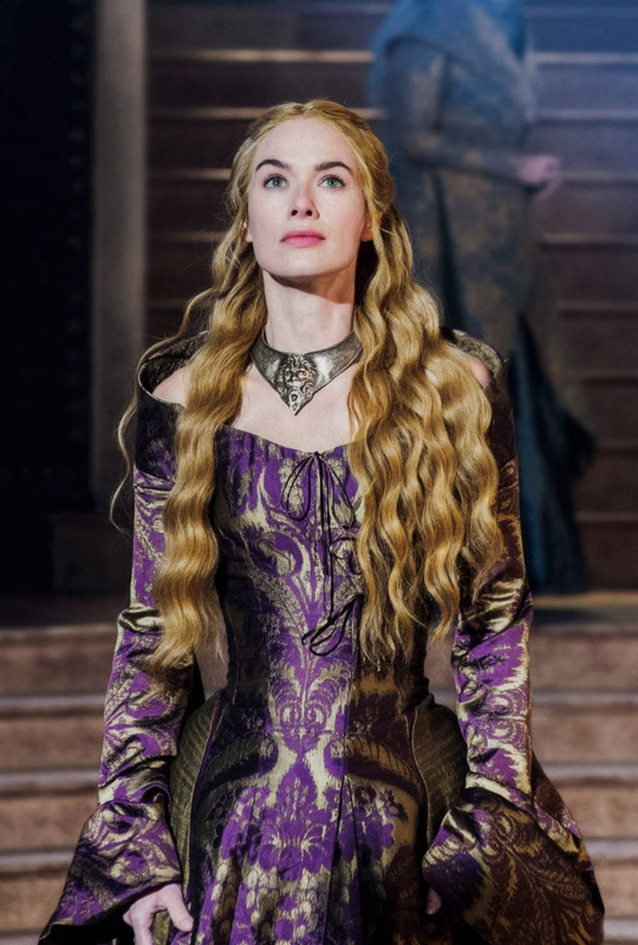 Cersei Lannister, violet gown, golden hair, Full HD Phone Wallpaper