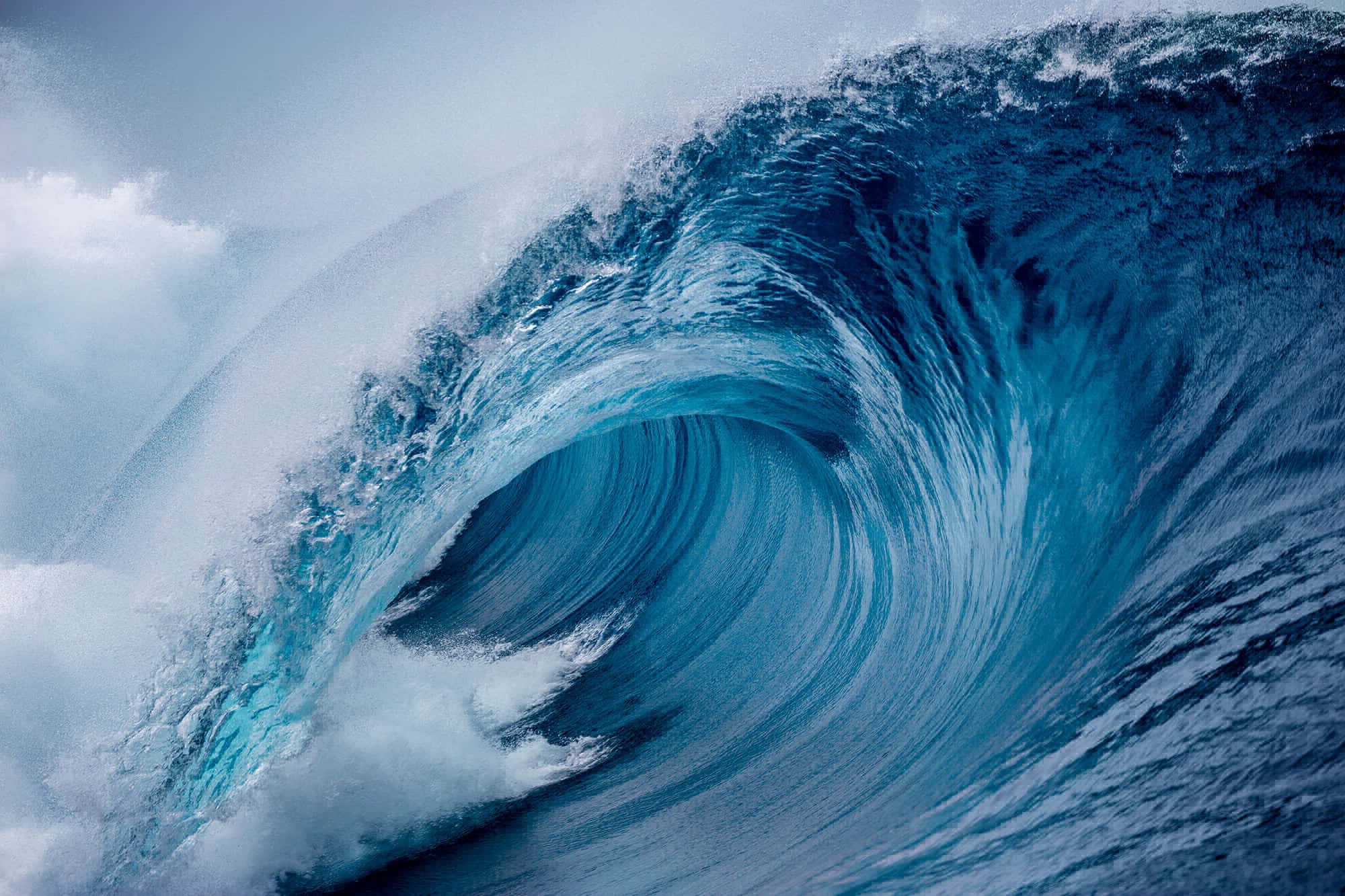 Cerulean Blue, turquoise ocean wave, perfect barrel, Full HD Desktop Wallpaper