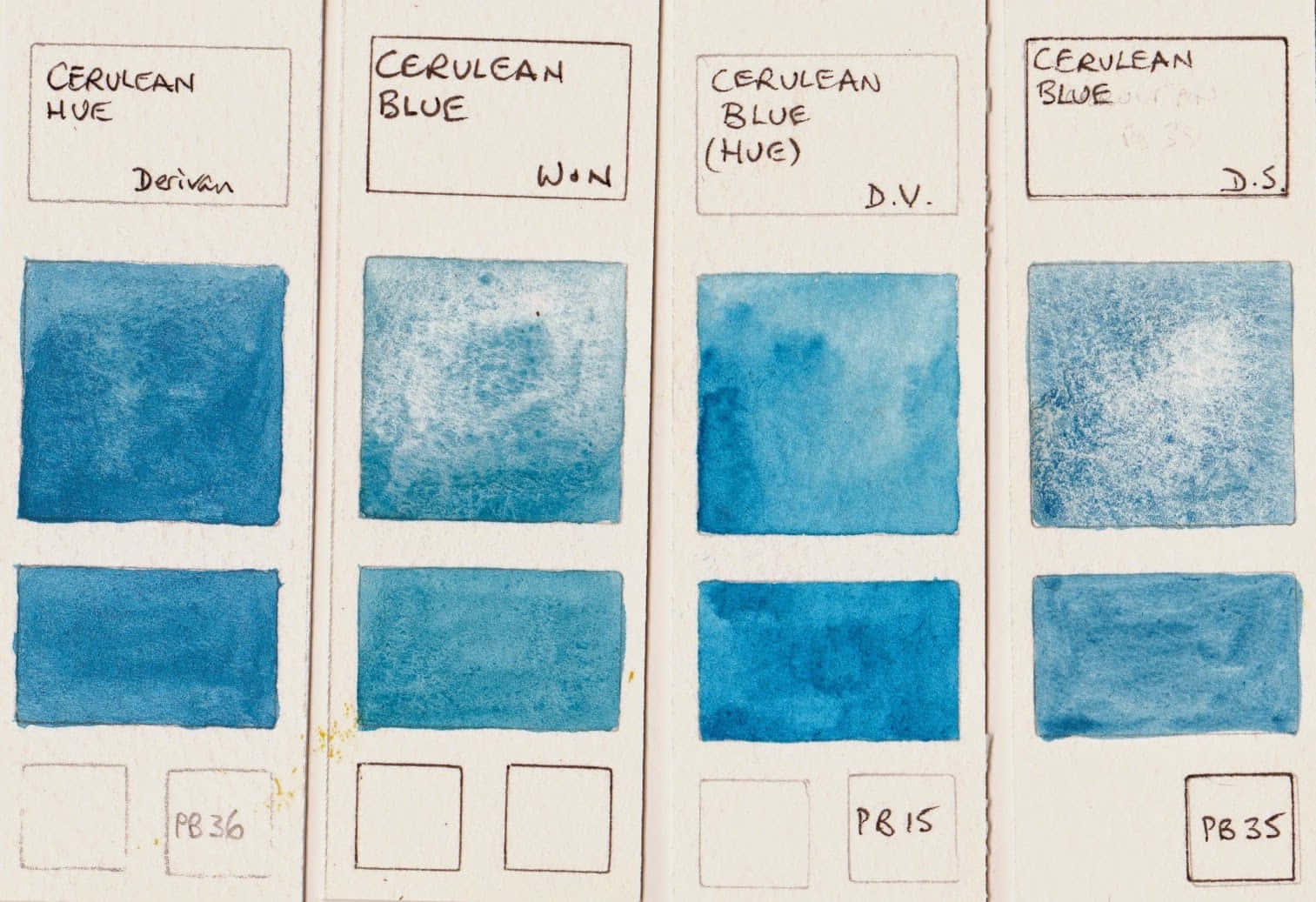 Cerulean Blue, watercolor swatches, cerulean blue pigments, HD Desktop Wallpaper