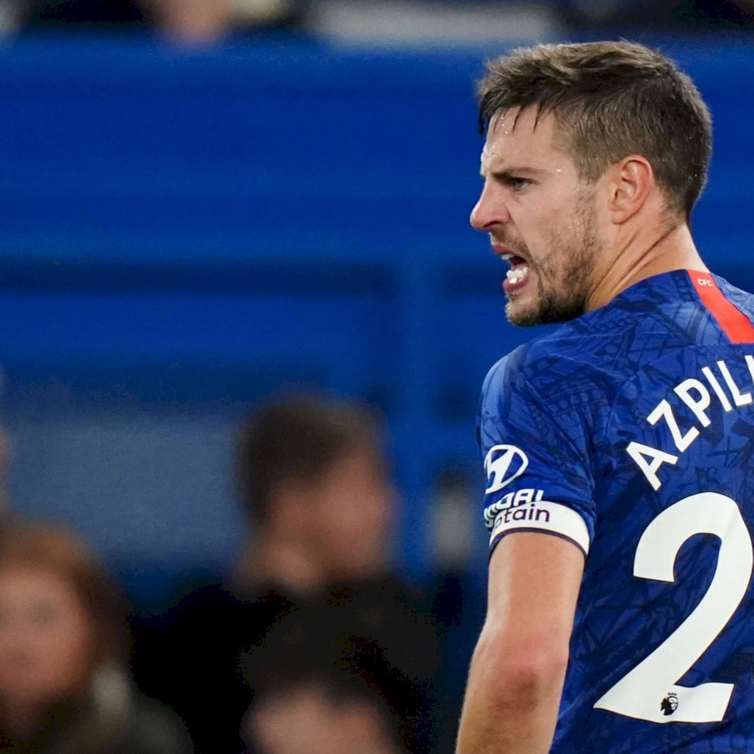 César Azpilicueta, blue jersey, number two, Full HD Desktop Wallpaper