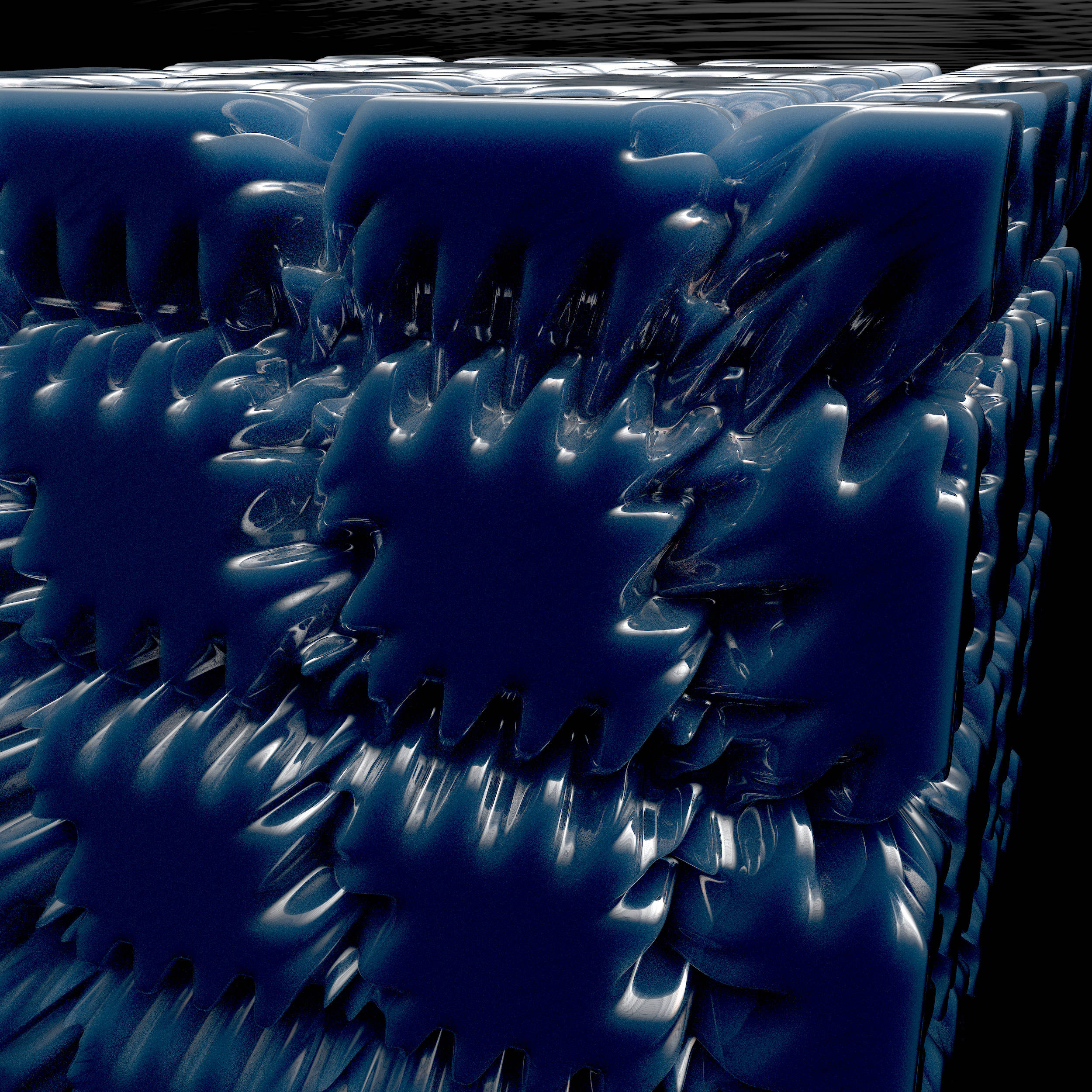 wavy cube, glossy deep blue, wavy ridges, Full HD Desktop Wallpaper