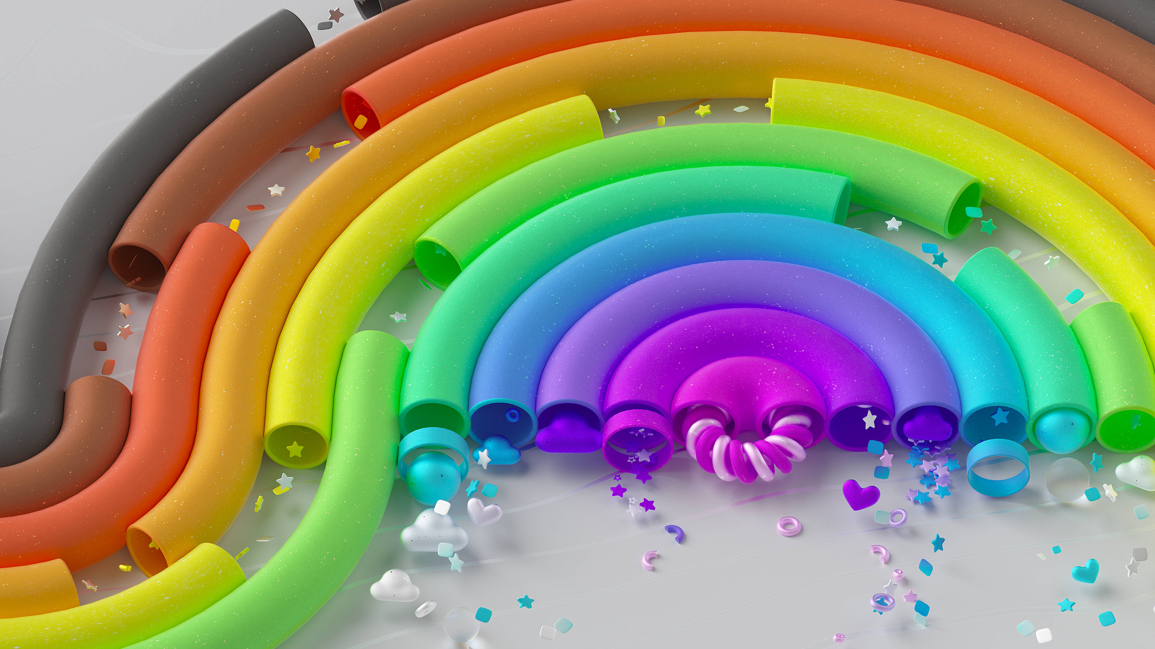 Cute Pride, rainbow, glossy plastic tubes, 4K Desktop Wallpaper