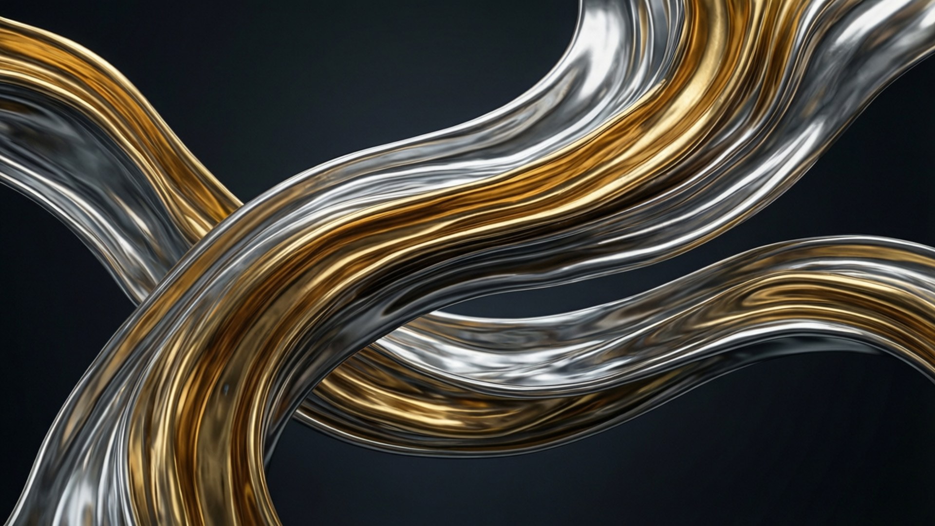 liquid metal, gold, silver, Full HD Desktop Wallpaper