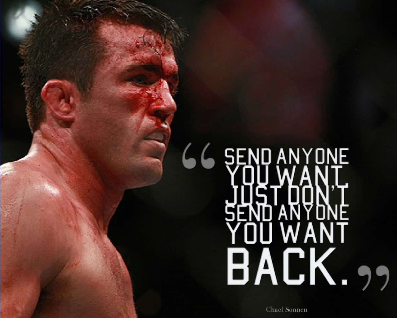 Chael Sonnen, bloodied fighter, quote overlay, HD Desktop Wallpaper