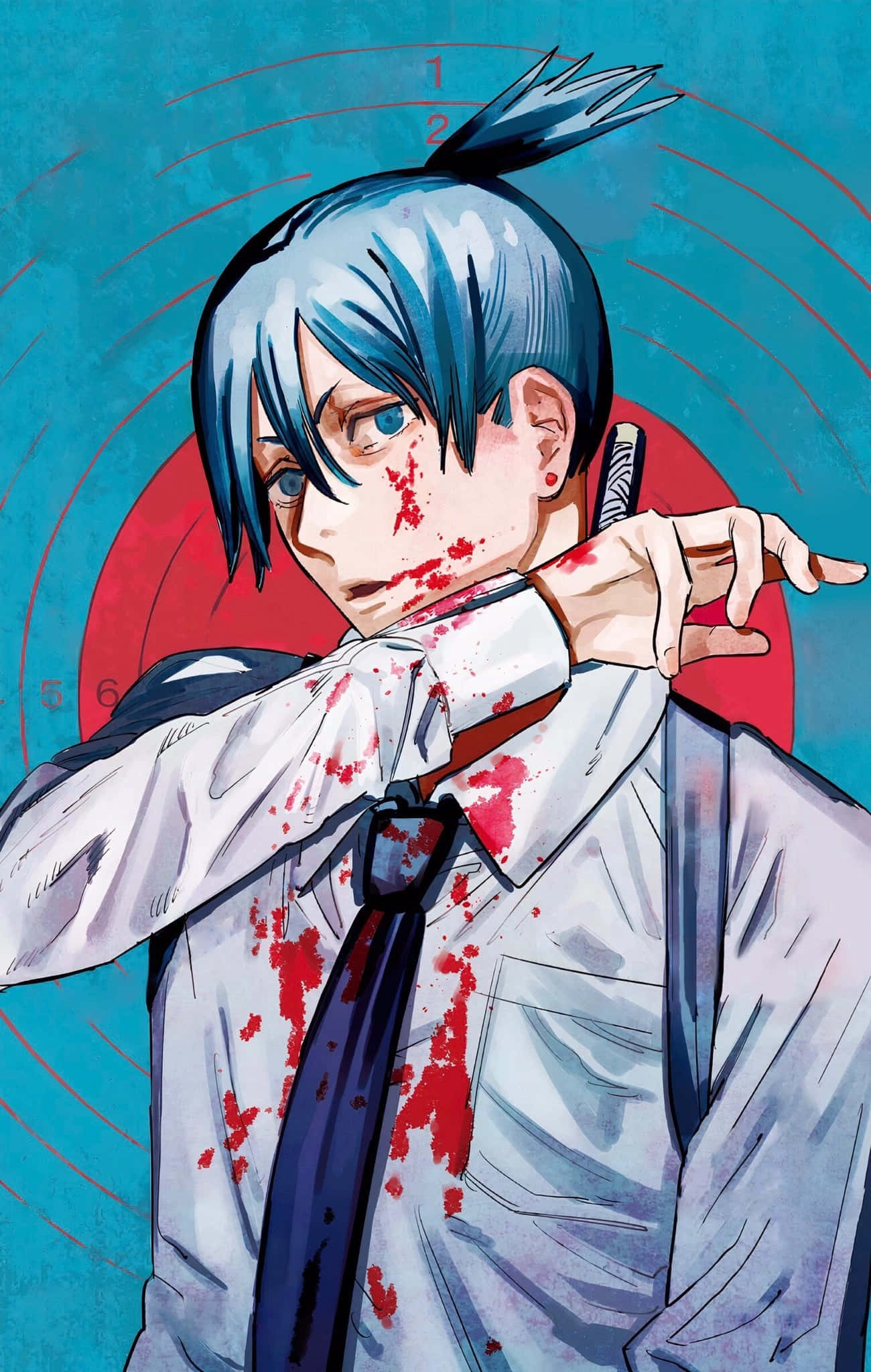 Chainsaw Man, Aki Hayakawa, blue-haired anime character, Full HD Phone Wallpaper