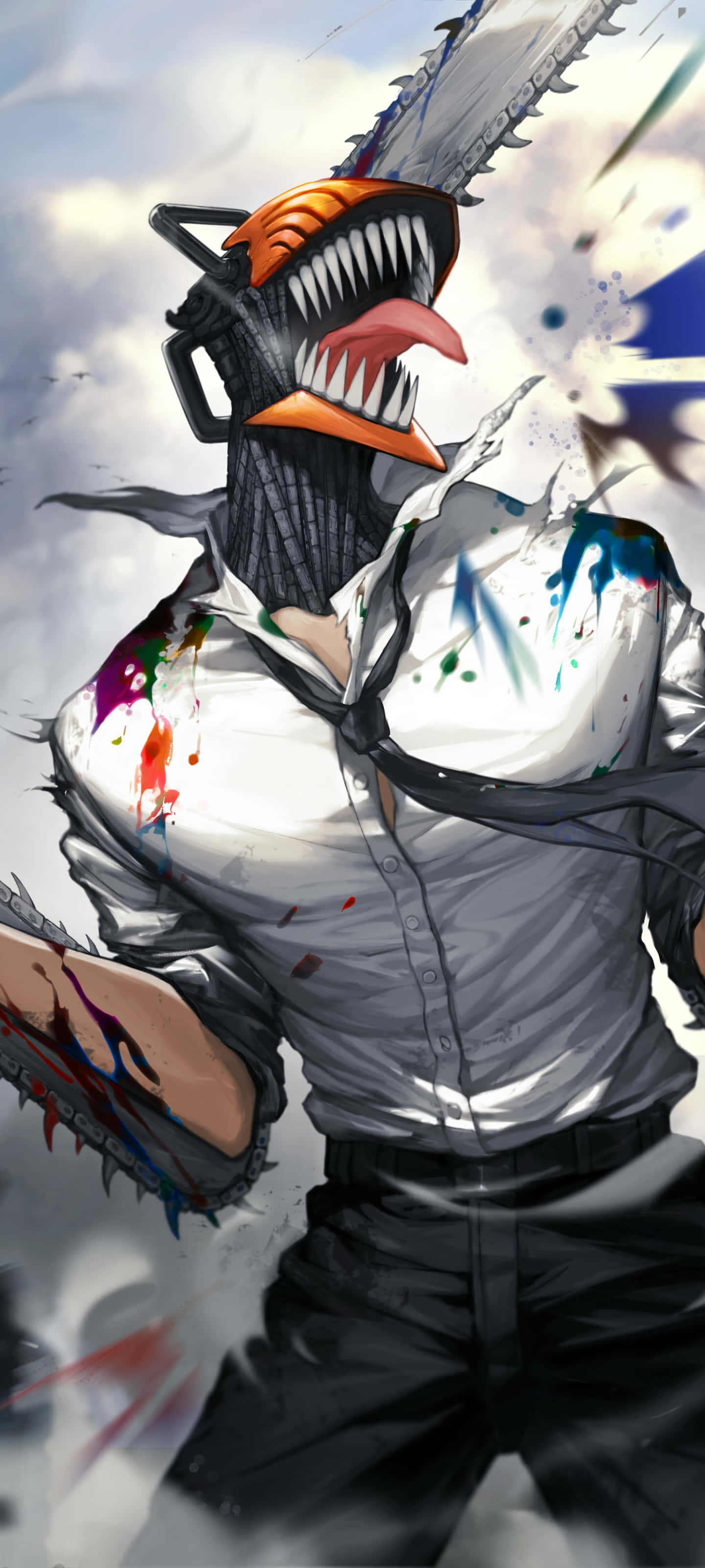 Chainsaw Man, anime character, chainsaw-headed, 2K Phone Wallpaper