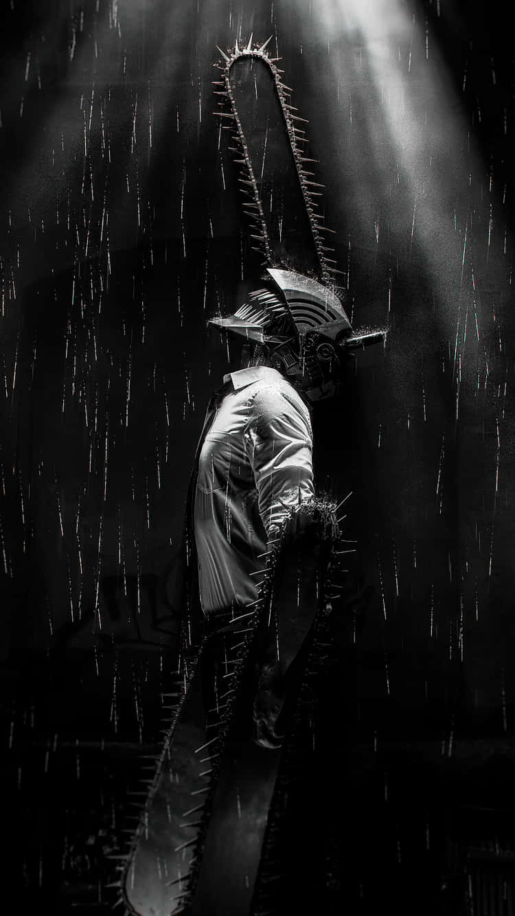 Chainsaw Man, rain, dramatic spotlights, HD Phone Wallpaper