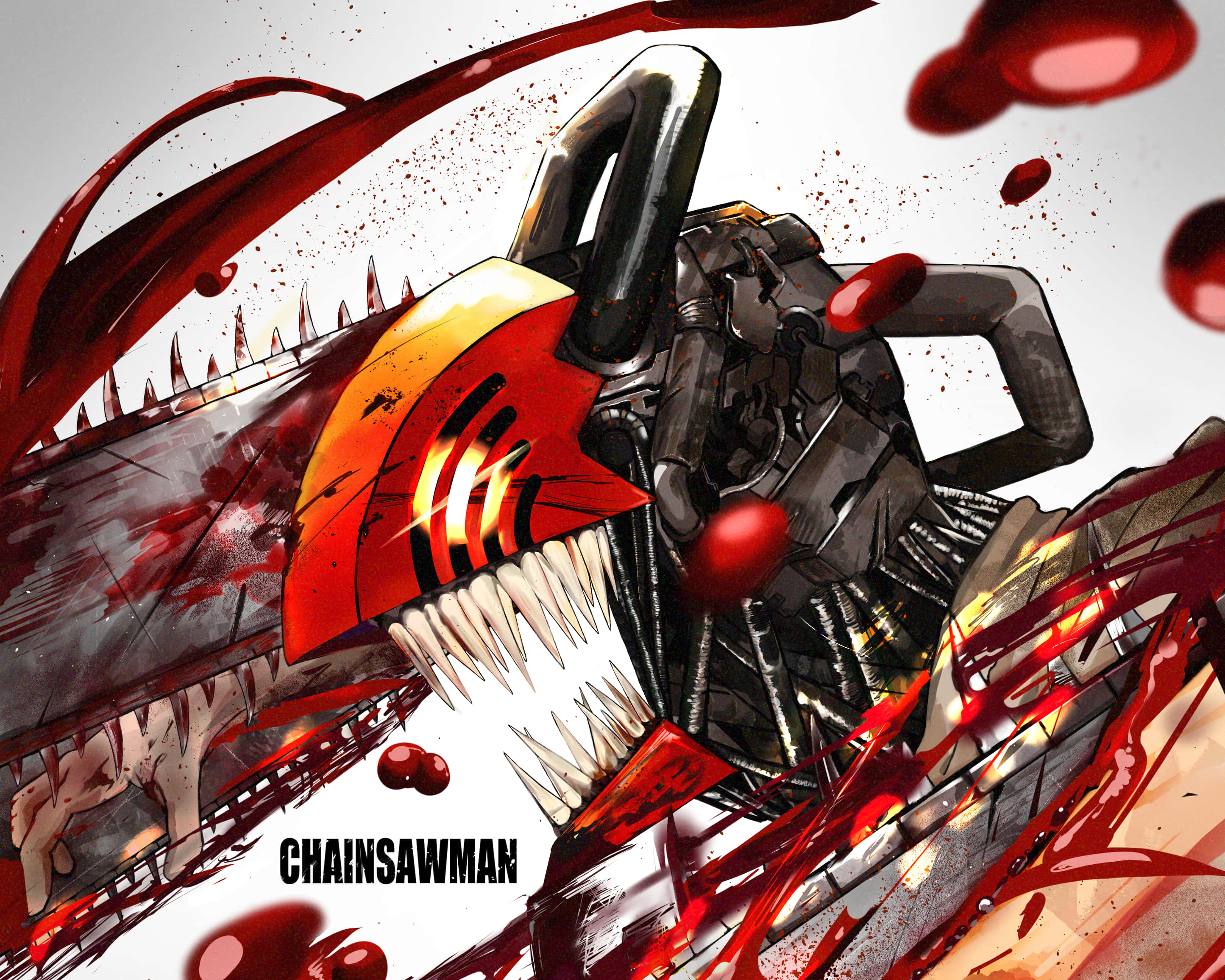 Chainsaw Man, demonic face, sharp teeth, 2K Desktop Wallpaper