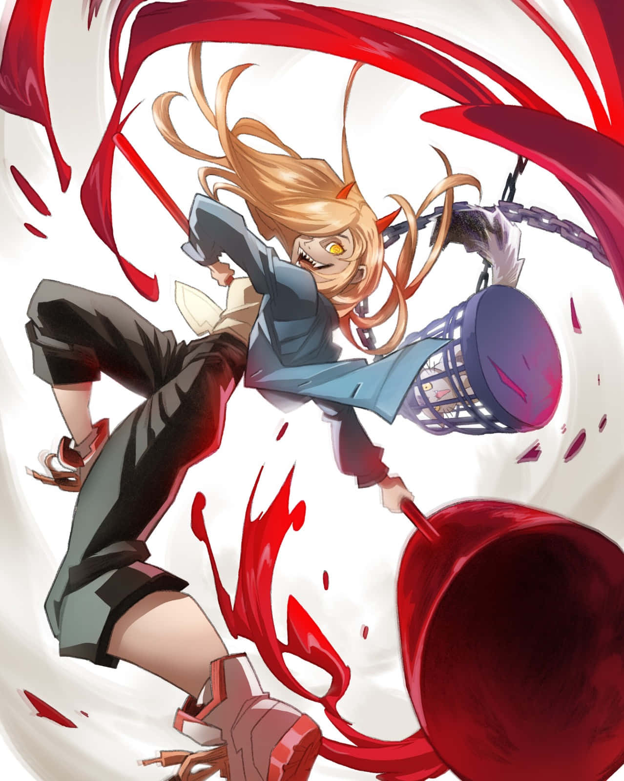 Chainsaw Man, blonde hair, yellow eyes, HD Phone Wallpaper