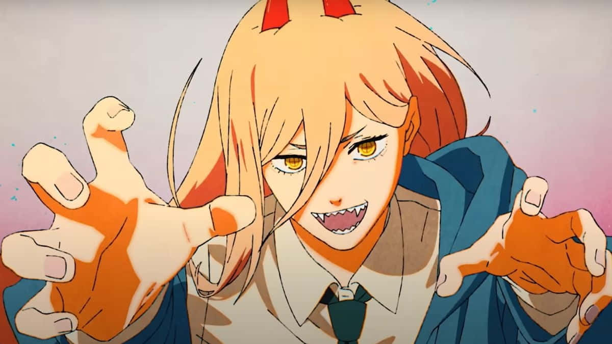 Chainsaw Man, orange hair, red horns, SD Desktop Wallpaper