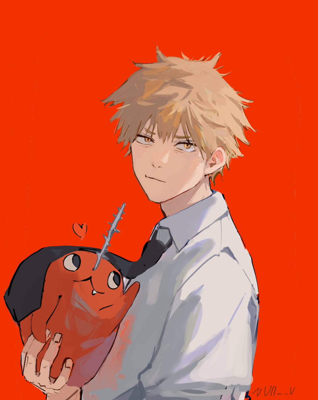Denji, Chainsaw Man, spiky-haired anime boy, HD Phone Wallpaper
