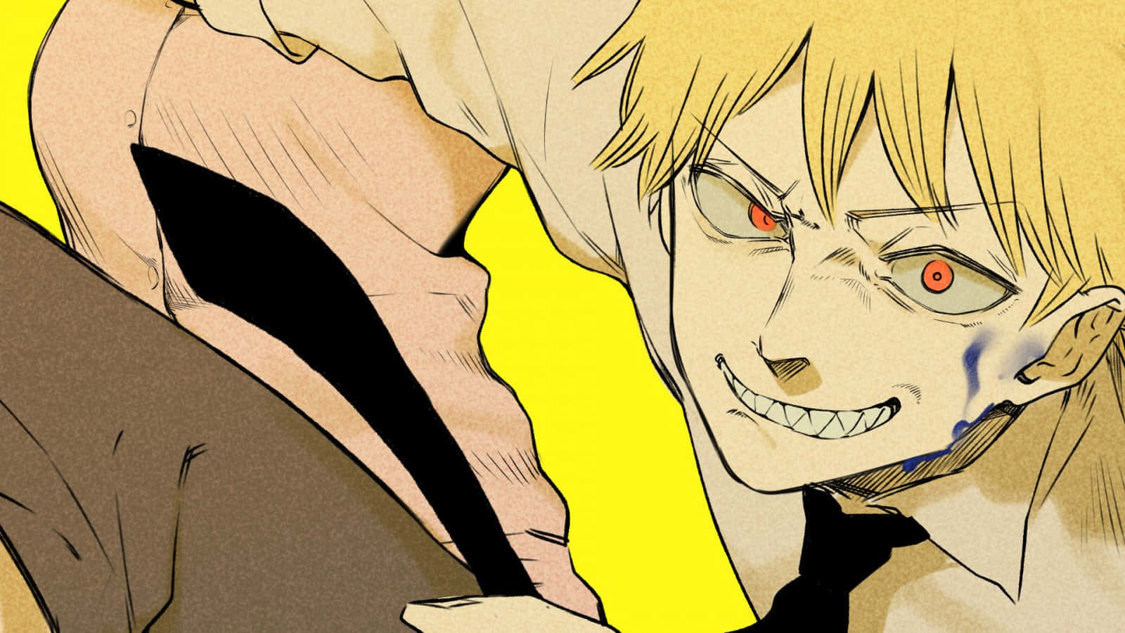 Chainsaw Man Denji, blonde anime character, red eyes, HD Desktop Wallpaper