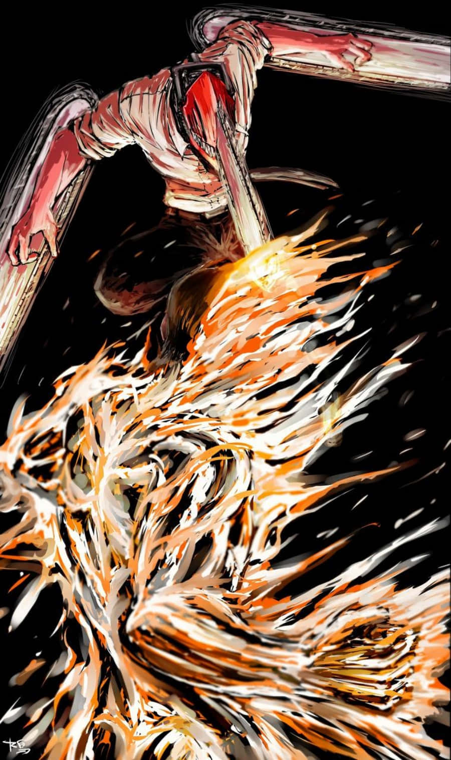 Chainsaw Man, Denji, red armor, HD Phone Wallpaper