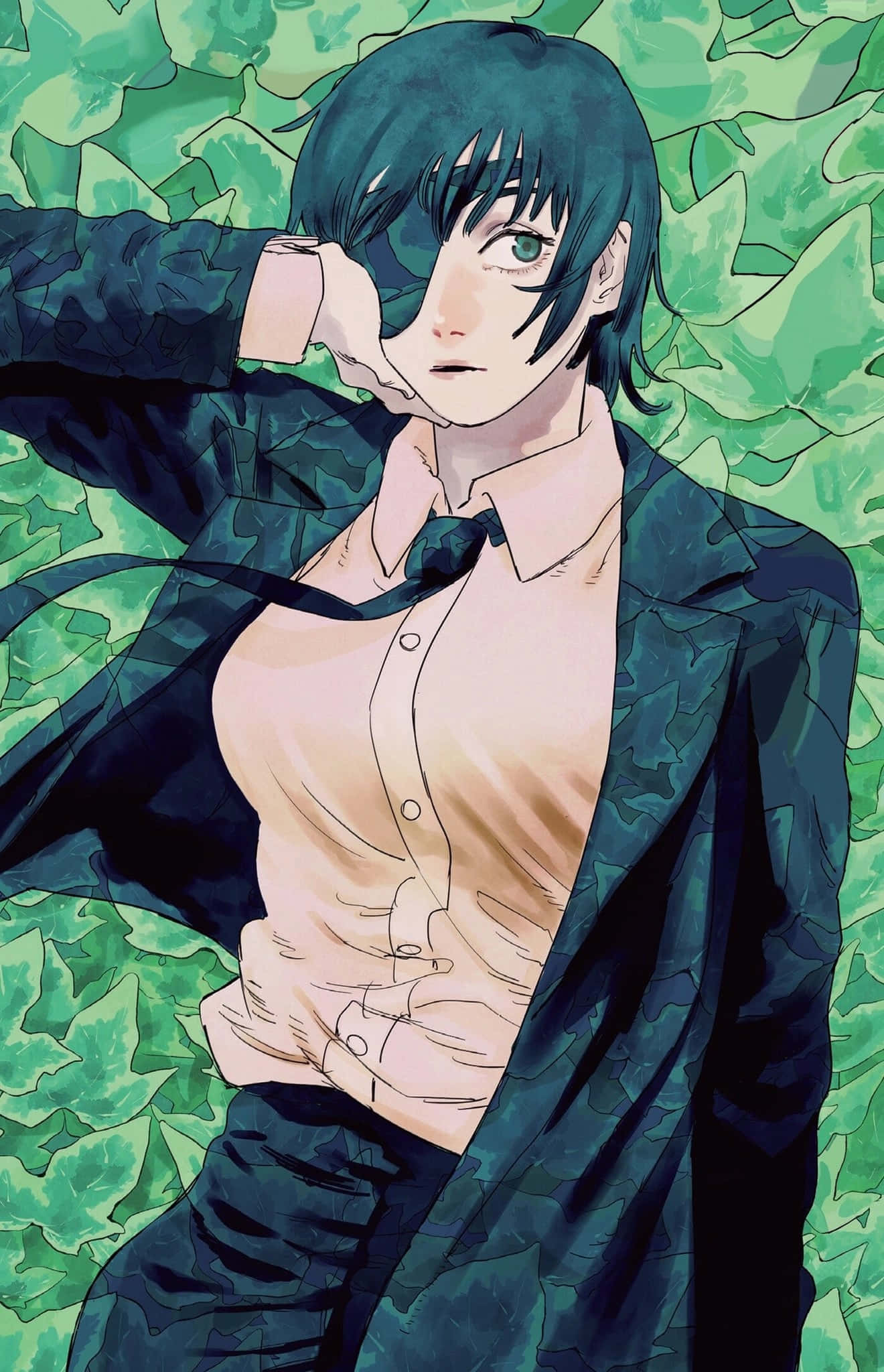 Chainsaw Man, Himeno, teal-haired anime character, Full HD Phone Wallpaper