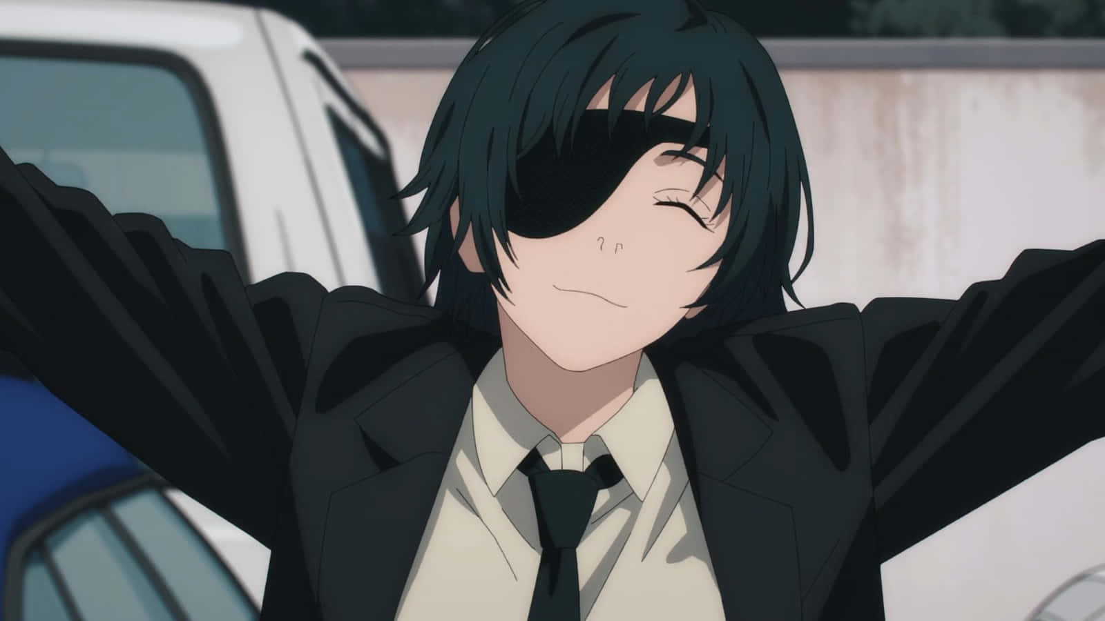 Chainsaw Man, Himeno, black suit, HD Desktop Wallpaper