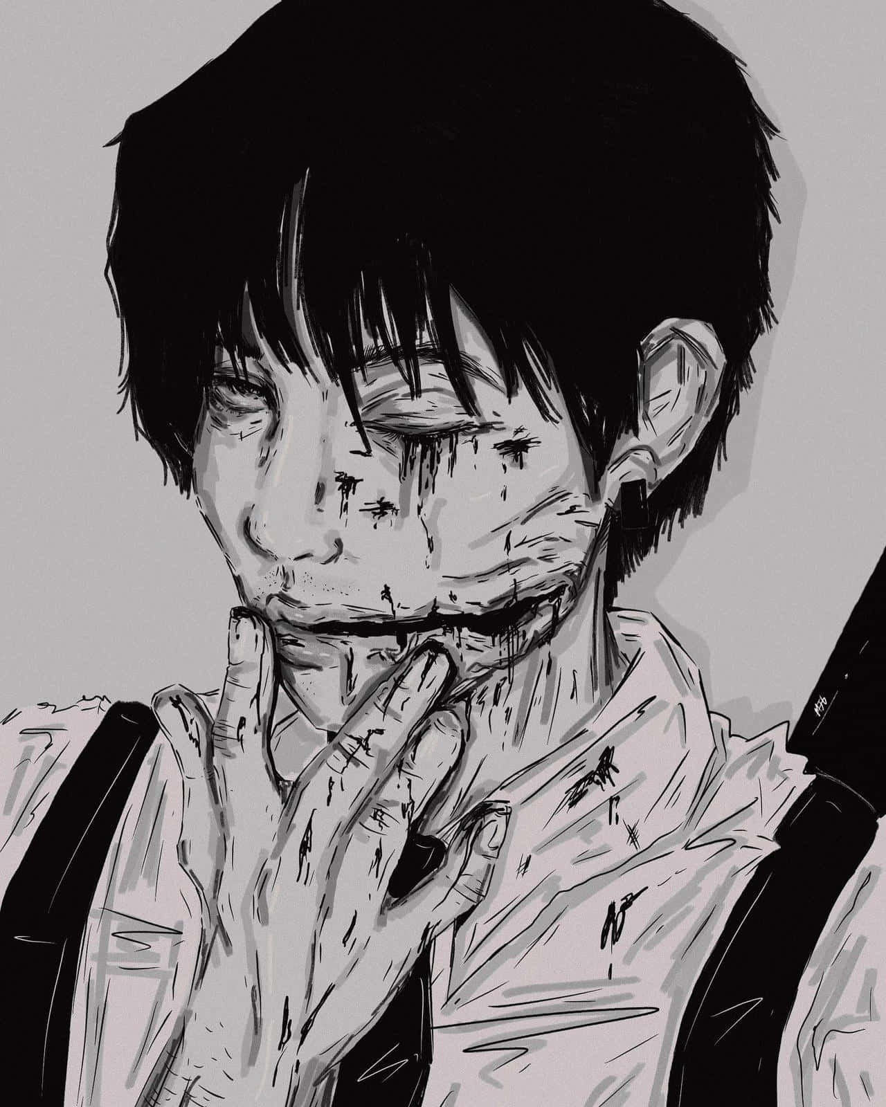 Kishibe, monochrome, anime-style, HD Phone Wallpaper