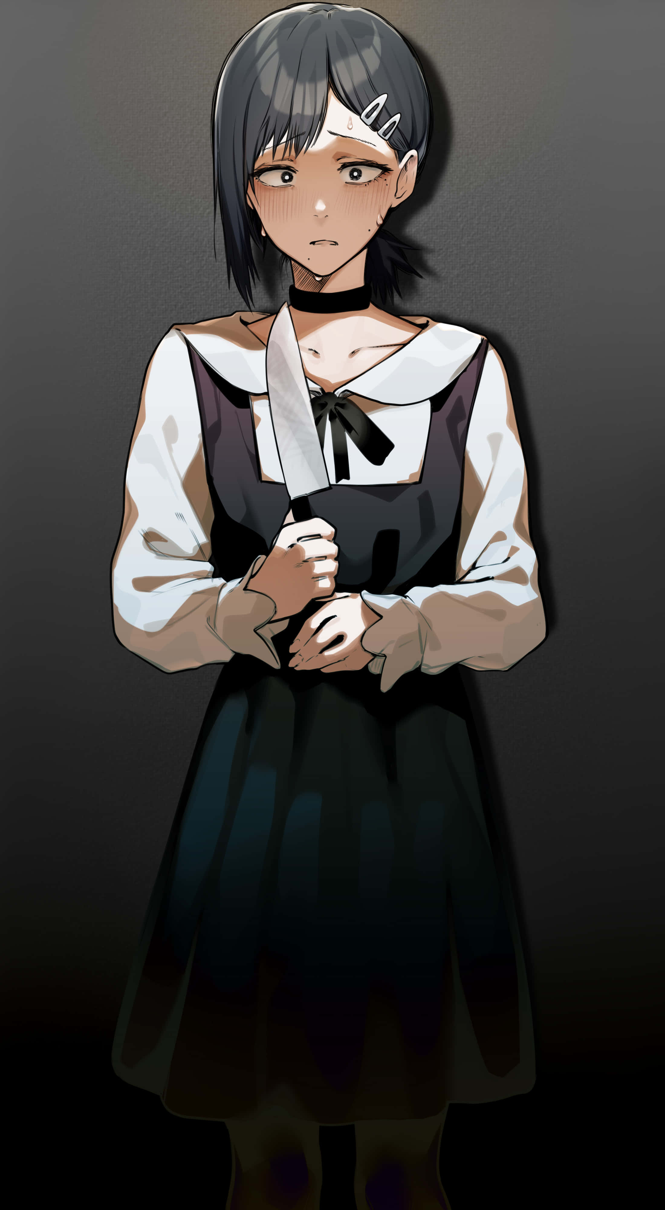 Chainsaw Man, Kobeni Higashiyama, short dark hair, 4K Phone Wallpaper