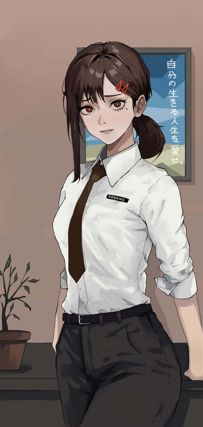 Kobeni Higashiyama, Chainsaw Man, white collared shirt, HD Phone Wallpaper