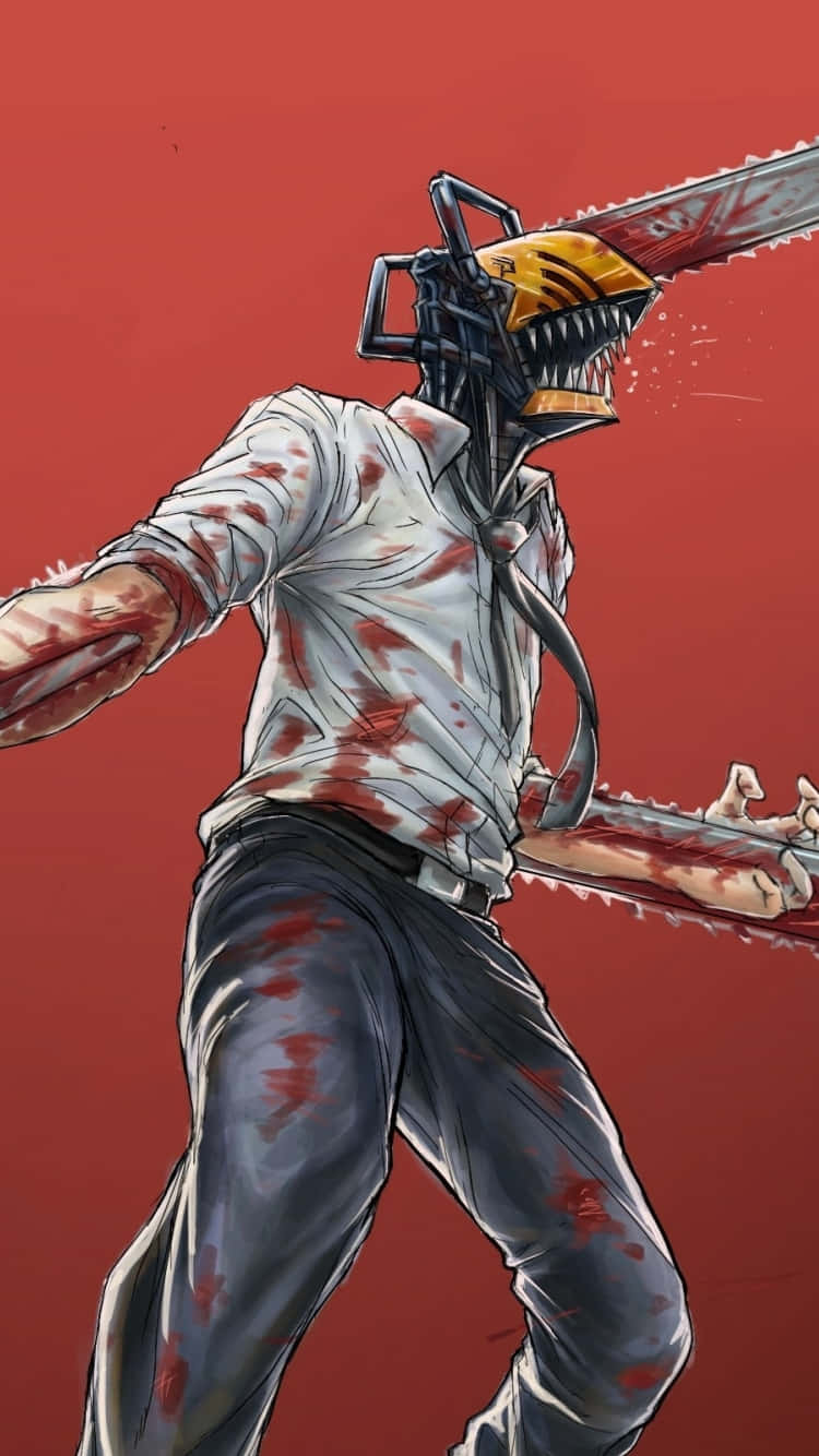 Chainsaw Man, chainsaw-headed anime character, bloodied white shirt, HD Phone Wallpaper