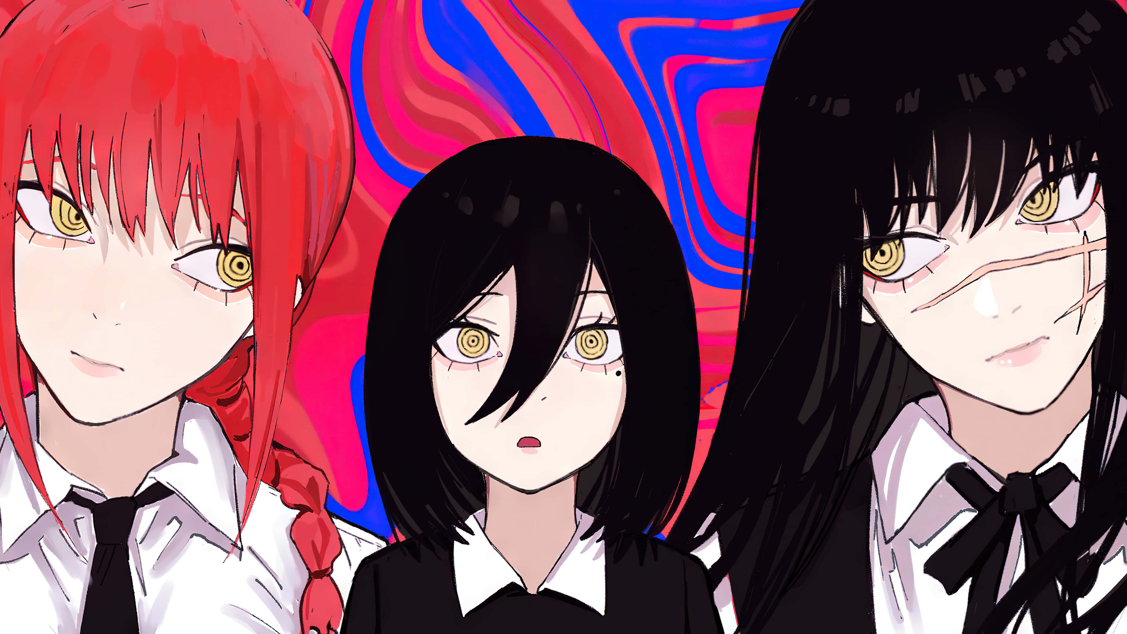 Chainsaw Man Nayuta, yellow eyes, school uniforms, 4K Desktop Wallpaper