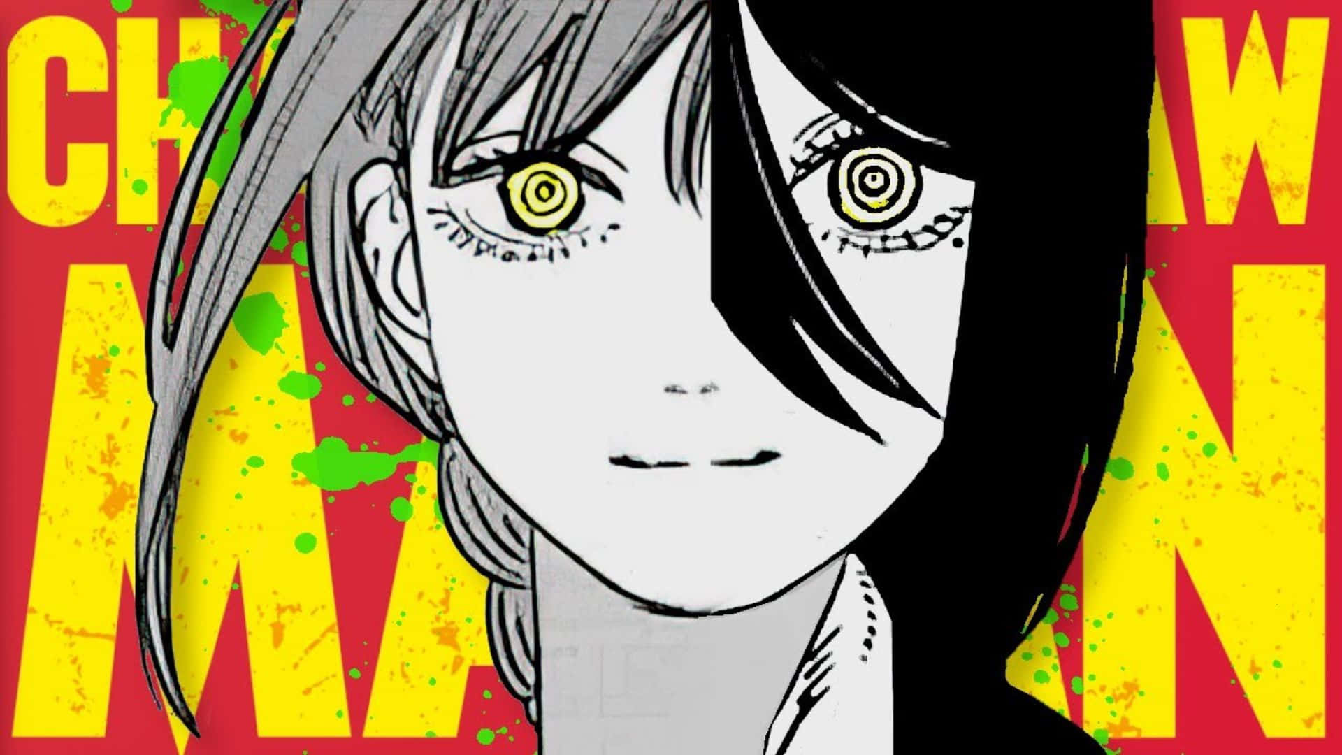 Nayuta, Chainsaw Man, yellow spiral eyes, Full HD Desktop Wallpaper