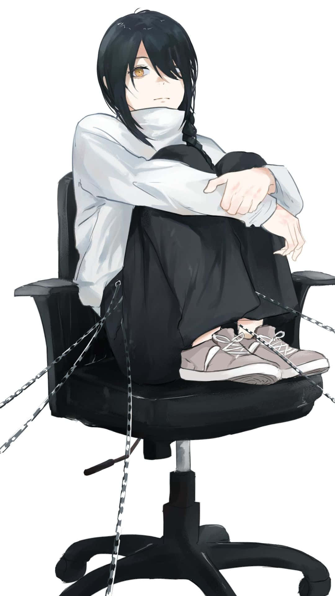 Chainsaw Man, Nayuta, black office chair, Full HD Phone Wallpaper