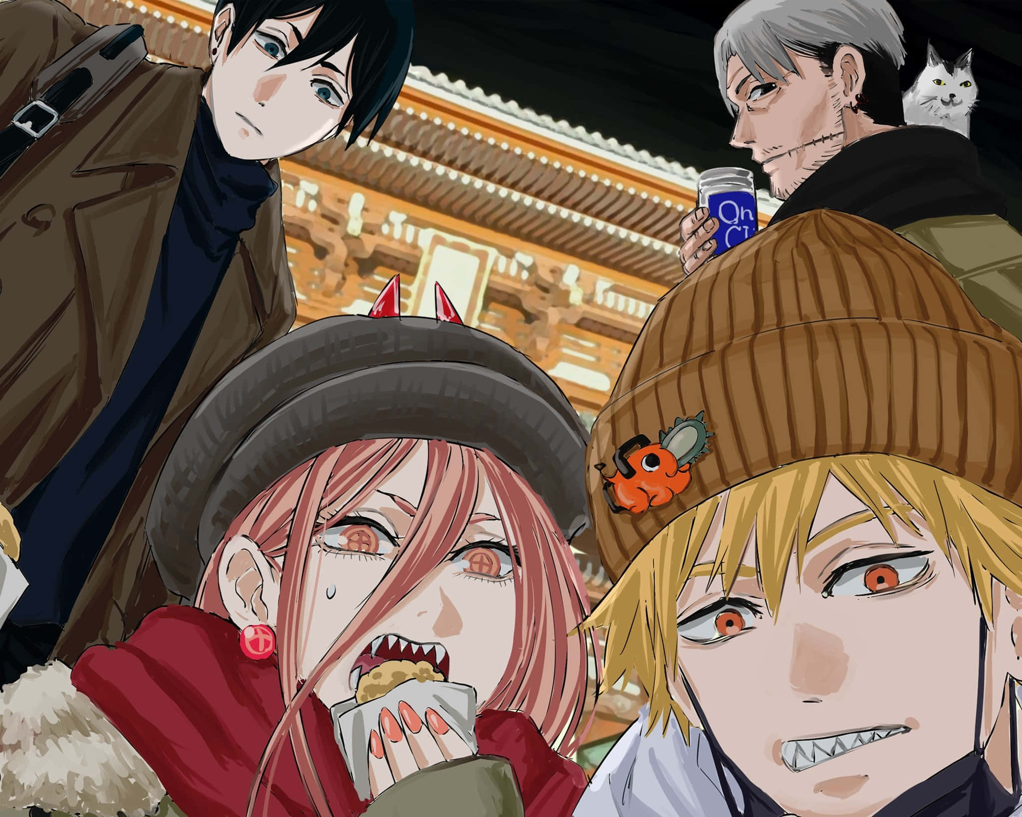 Chainsaw Man, sharp teeth, anime characters, Full HD Desktop Wallpaper