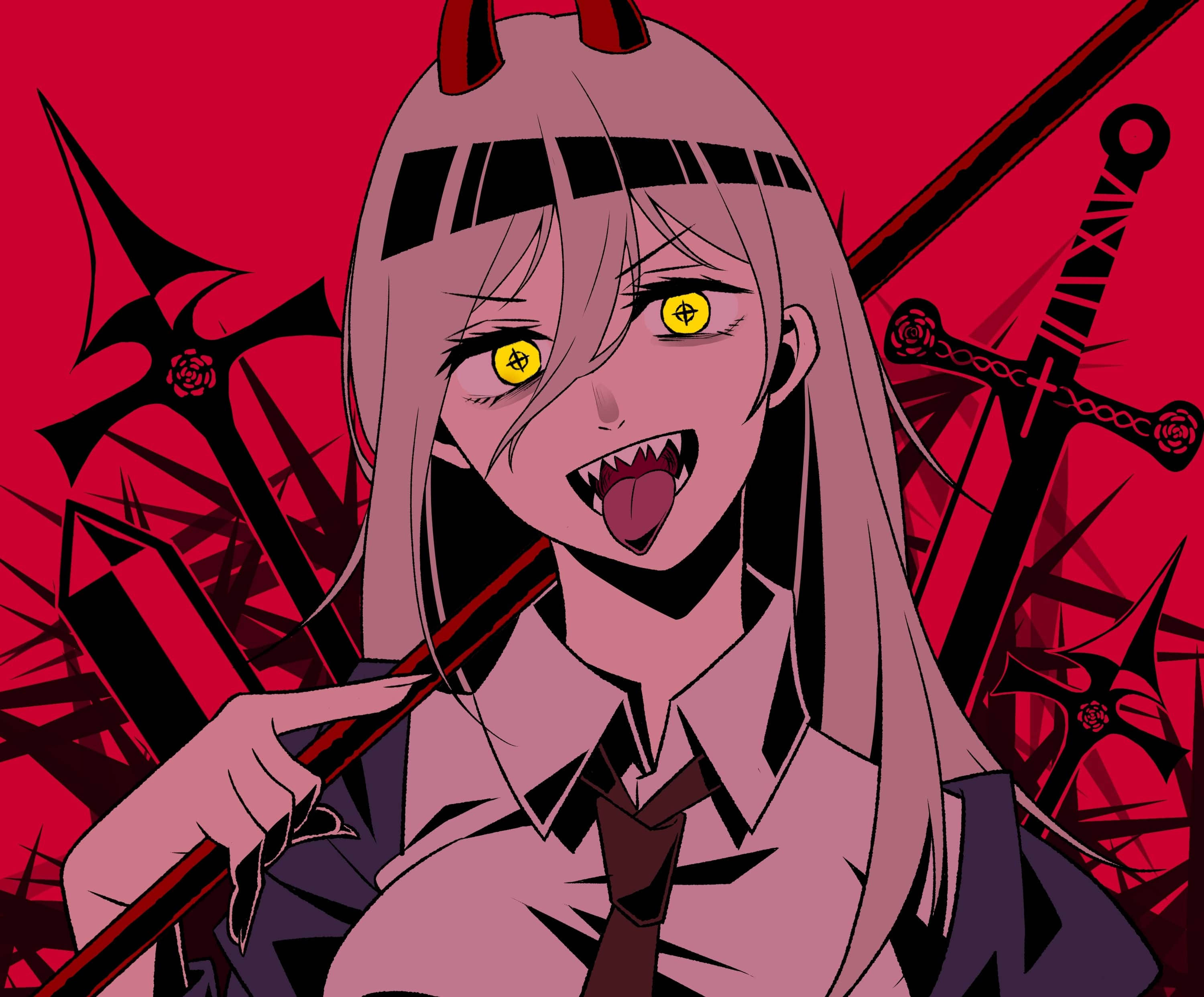 Chainsaw Man Power, devil girl, yellow eyes, 2K Desktop Wallpaper