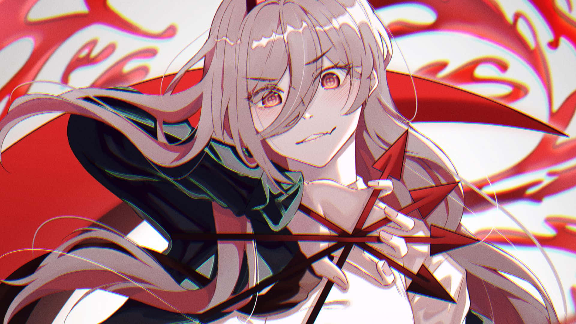 Chainsaw Man, silver hair, red eyes, Full HD Desktop Wallpaper