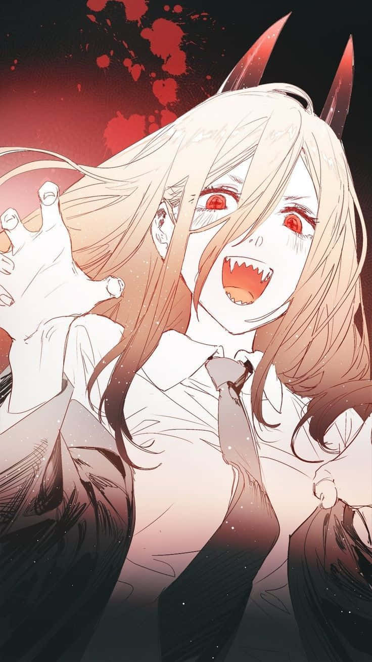 Chainsaw Man Power, blonde anime girl, red eyes, HD Phone Wallpaper