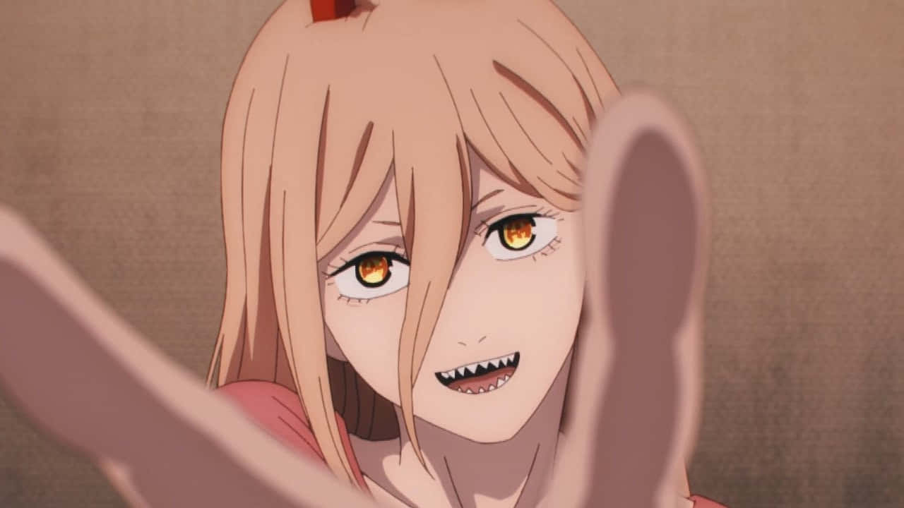 Chainsaw Man Power, anime girl, peach hair, HD Desktop Wallpaper