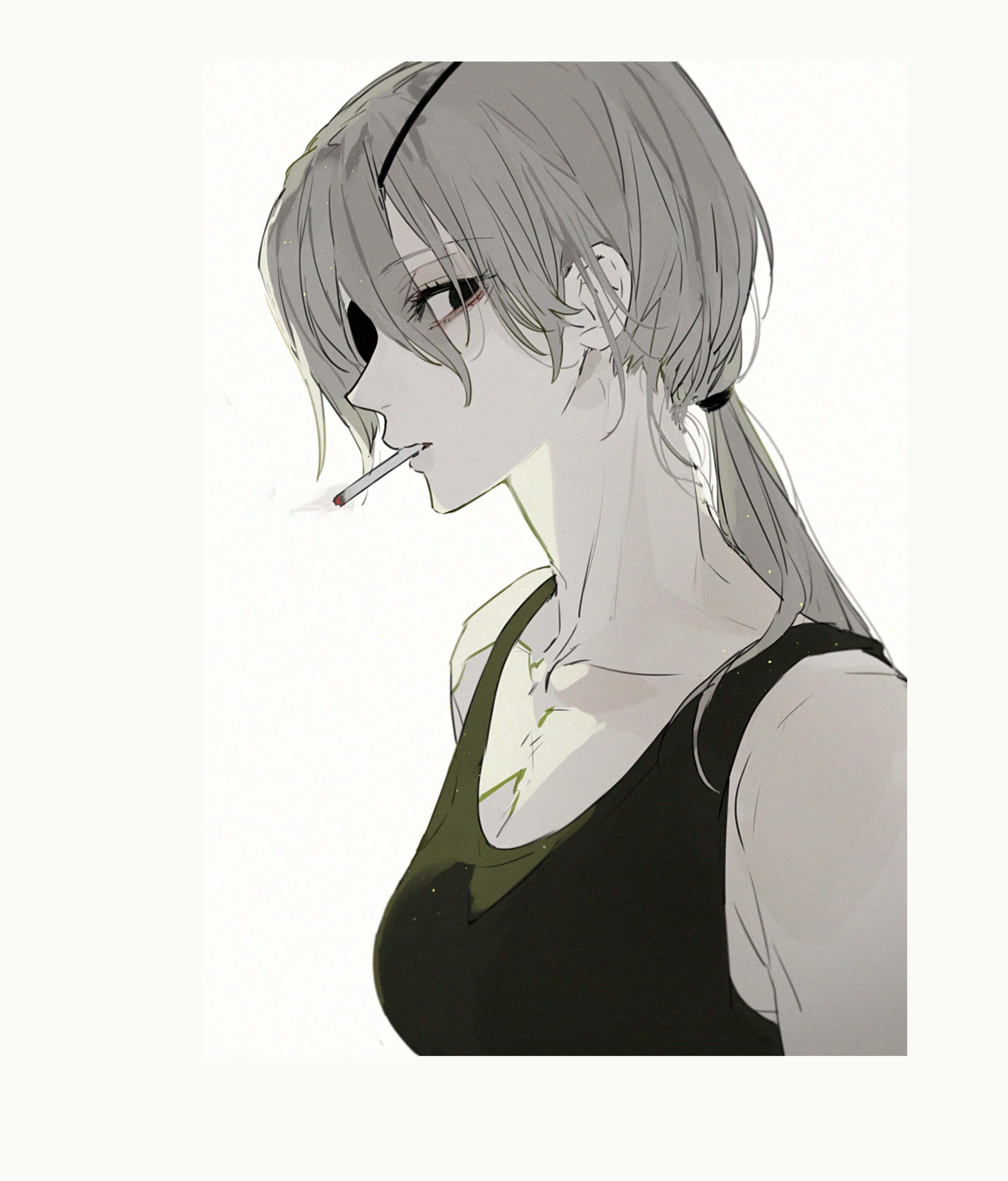 Quanxi, Chainsaw Man, gray hair, 2K Phone Wallpaper